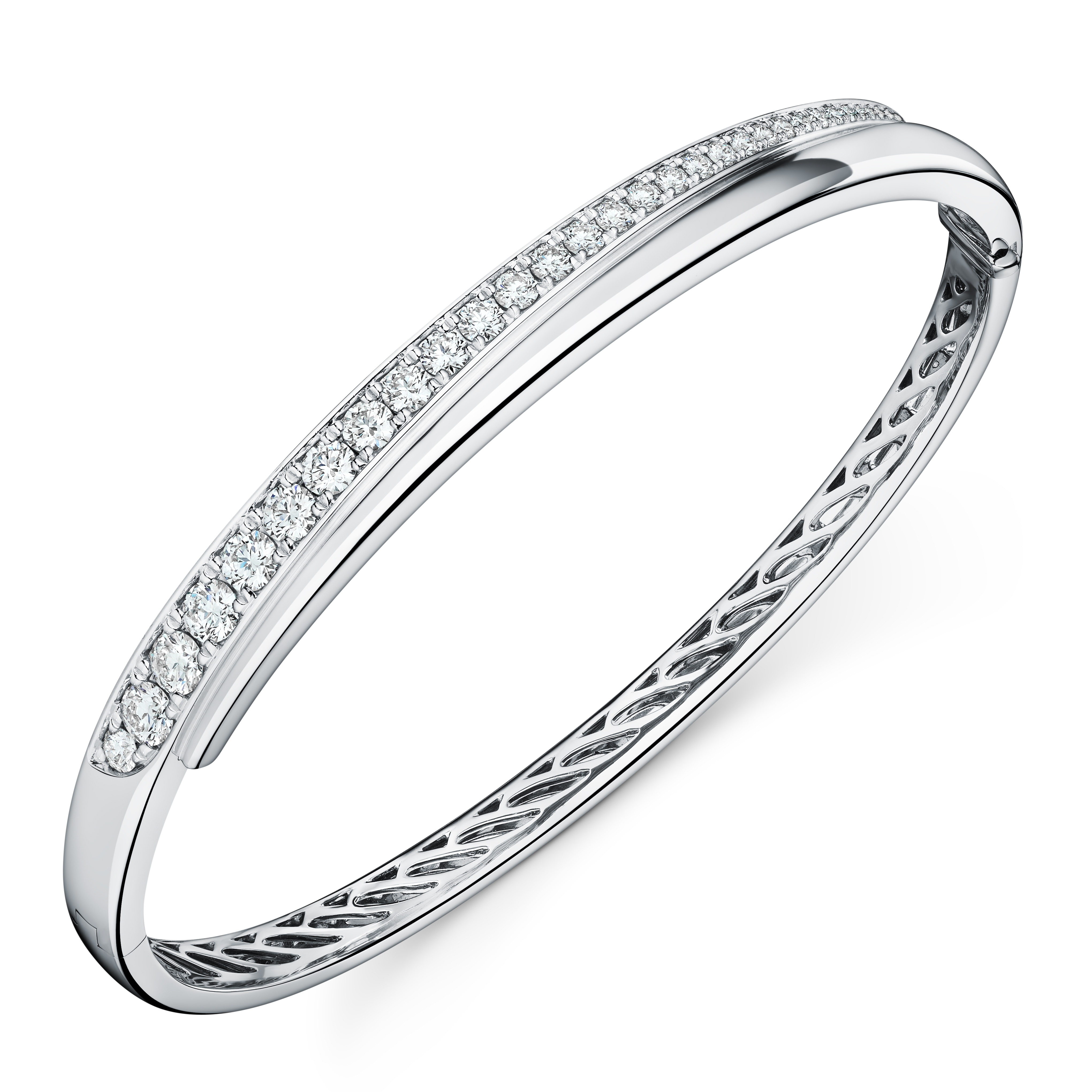 HEARTS ON FIRE Vela Crossover 1 3/20ctw Diamond Bangle Bracelet in 18K White Gold