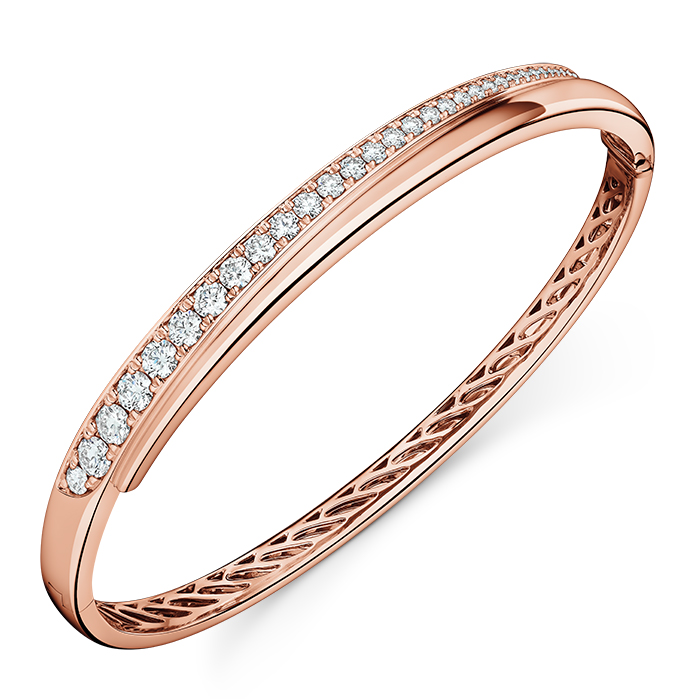 HEARTS ON FIRE Vela Crossover 1 3/20ctw Diamond Bangle Bracelet in 18K Rose Gold