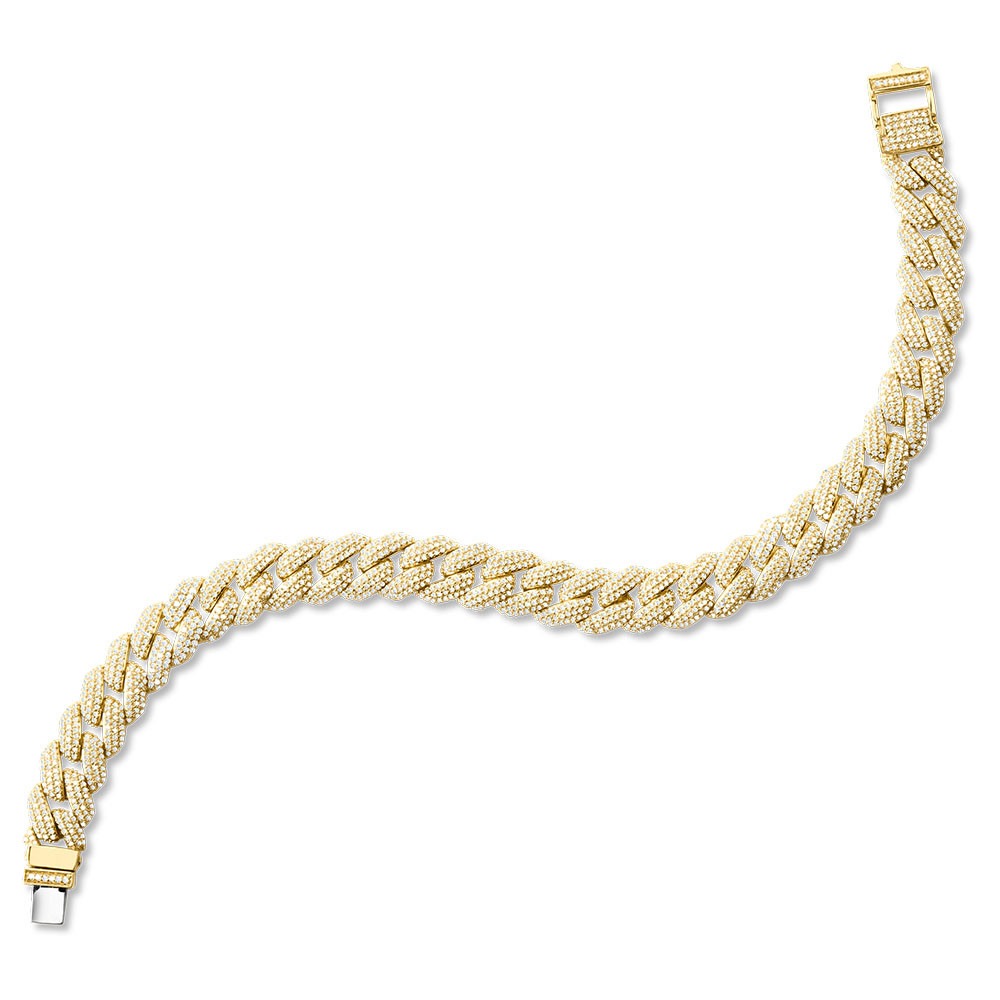 3ctw Diamond Cuban Link Yellow Gold Bracelet l 7 inches