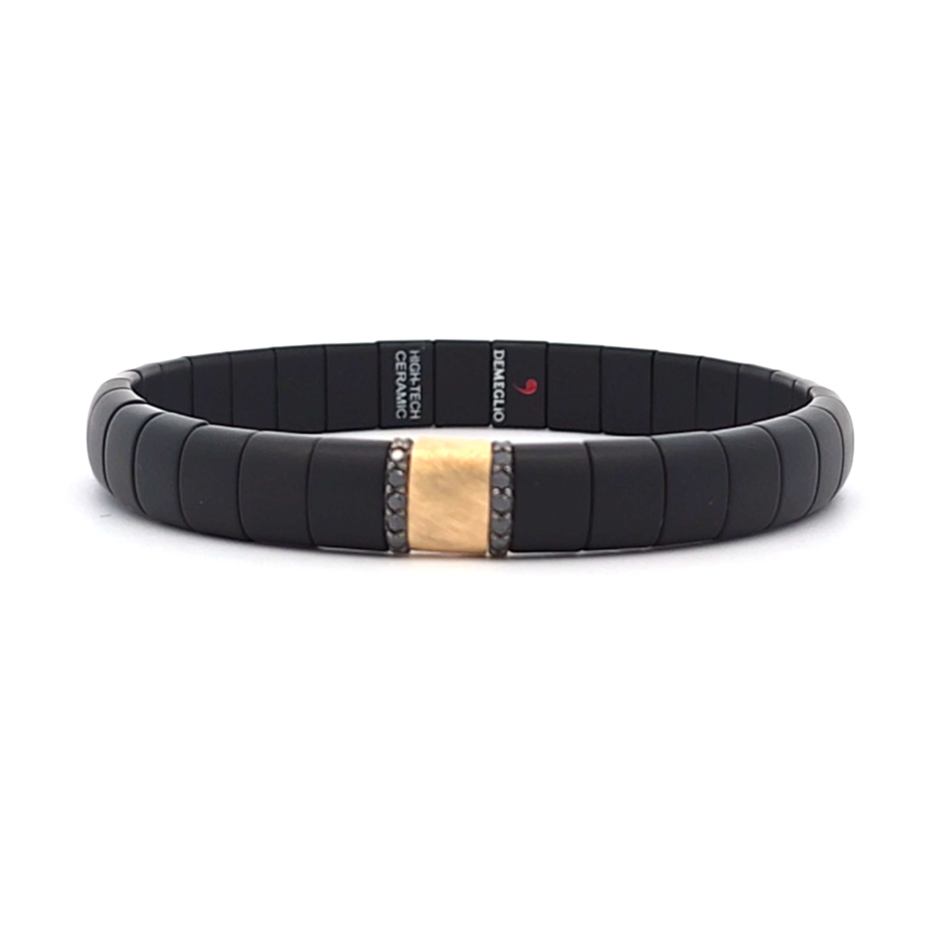ROBERTO DEMEGLIO Pura Black Ceramic and Black Diamond with Yellow Gold Bracelet l 7 1/2 inches