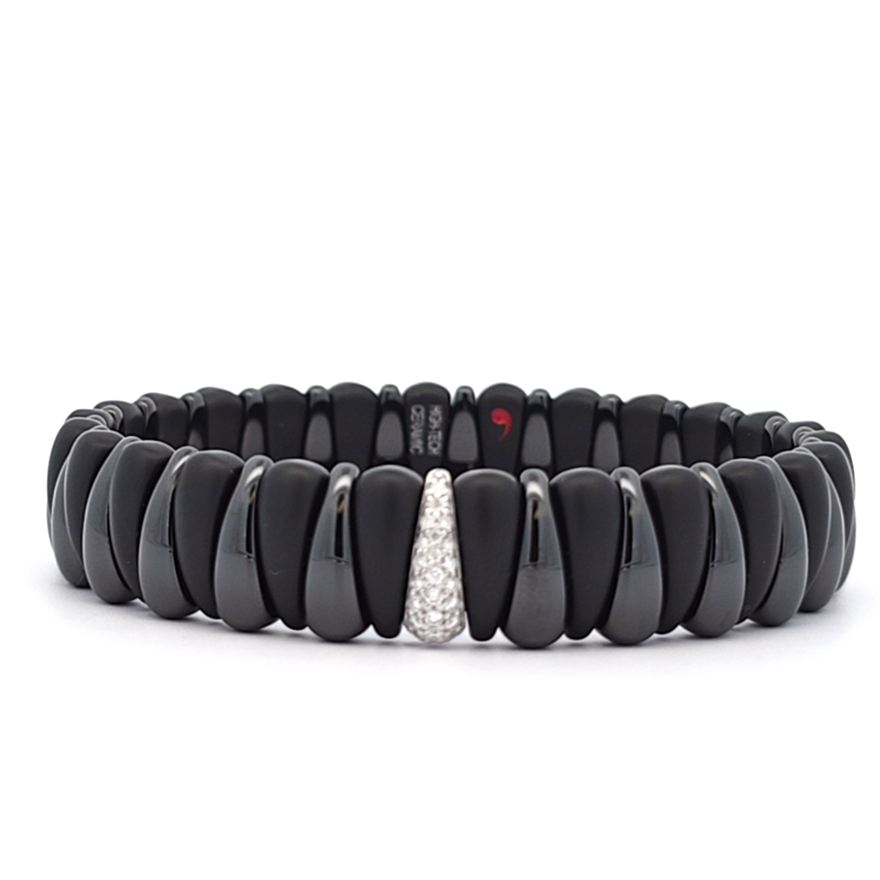 ROBERTO DEMEGLIO Artiglio 1/5ctw Diamond with Black Ceramic and 18K White Gold Bracelet l 7 1/2 inches
