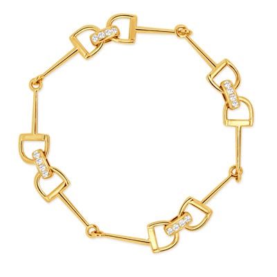 DOVES 1/3ctw Diamond Horse Bit Equestrain Bangle Bracelet in 18k Yellow Gold