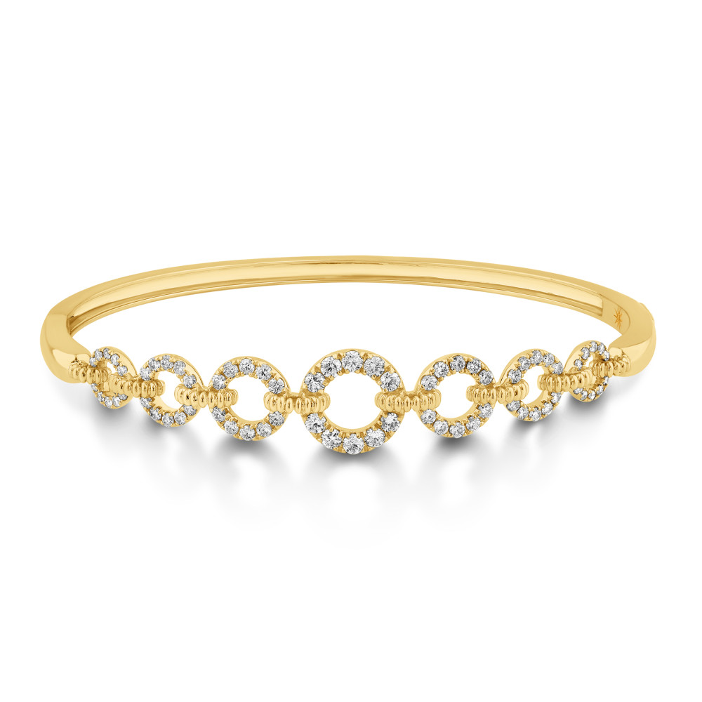 Yellow Gold 7/8ctw Diamond Circle Bangle Bracelet l 7 1/2 inches