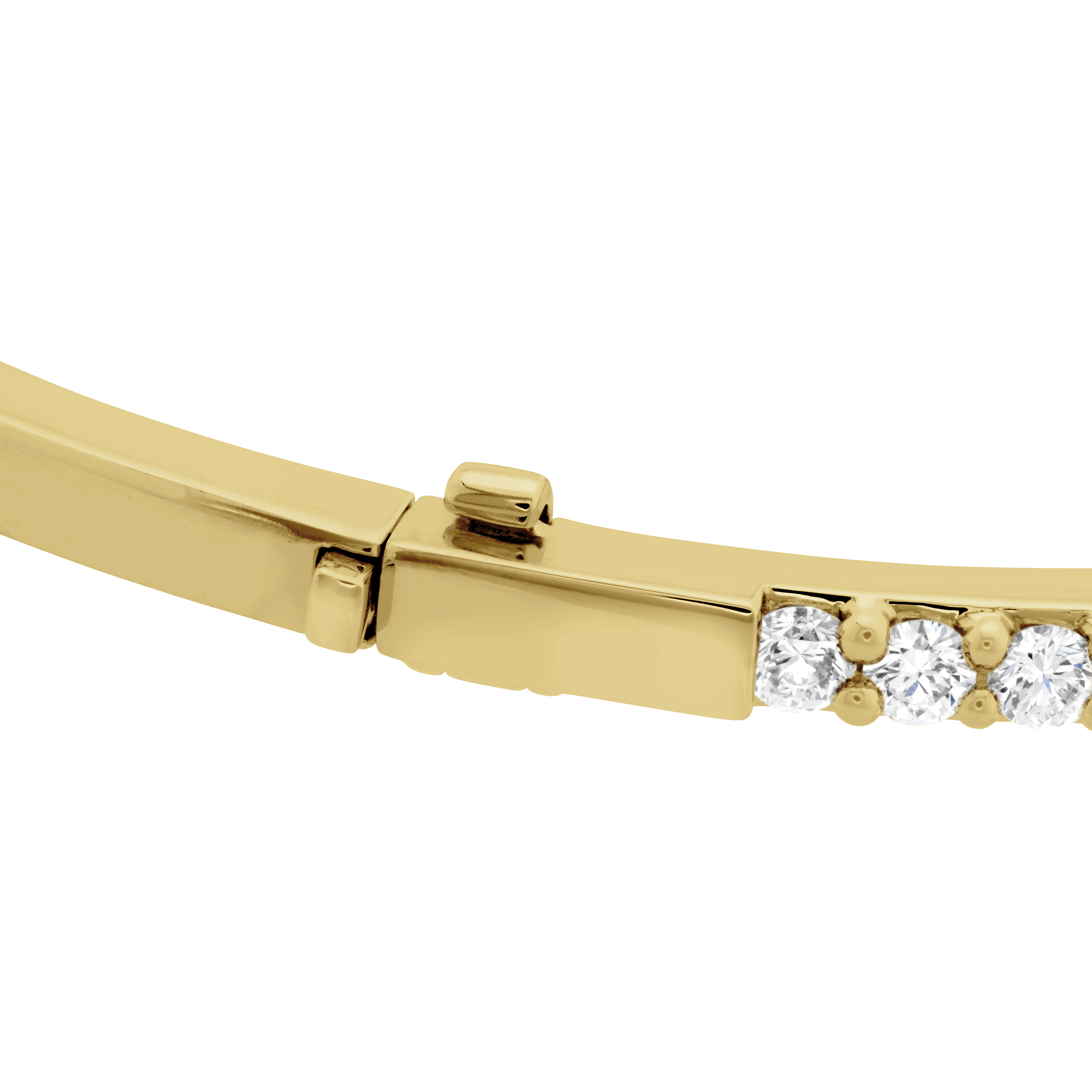Yellow Gold 1ctw Shared Prong Diamond Bangle Bracelet