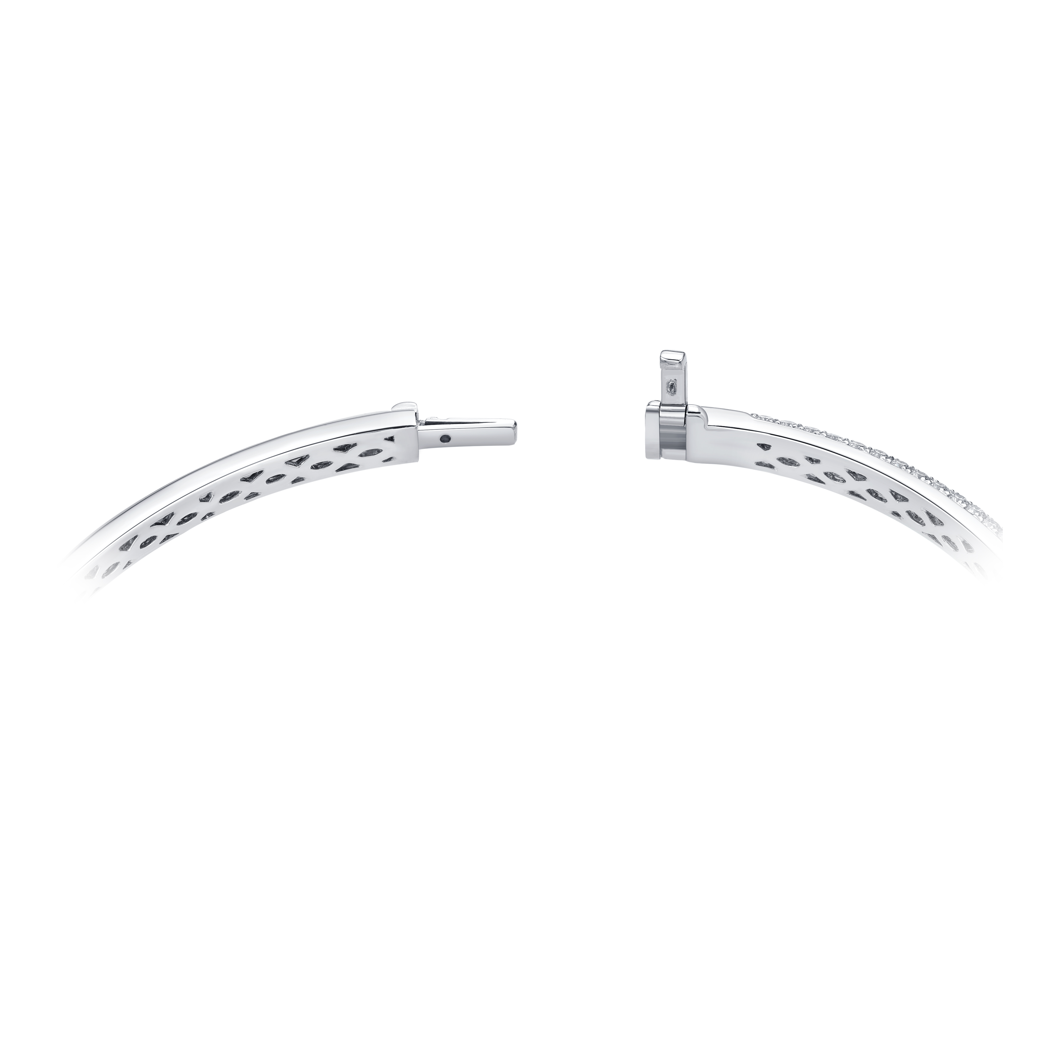 White Gold 1 1/2ctw Diamond Pave Bangle Bracelet l Large