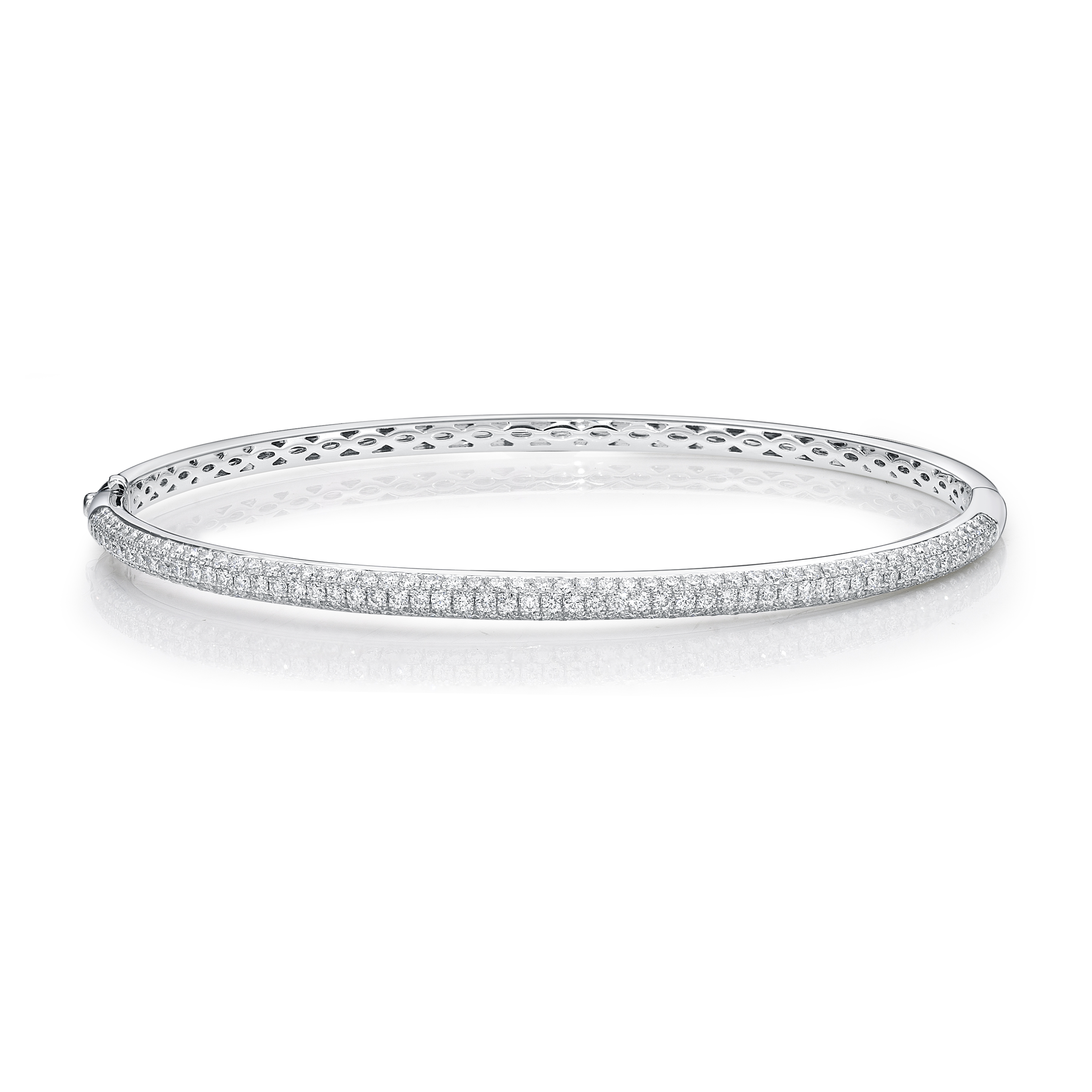 White Gold 1 1/2ctw Diamond Pave Bangle Bracelet l Large
