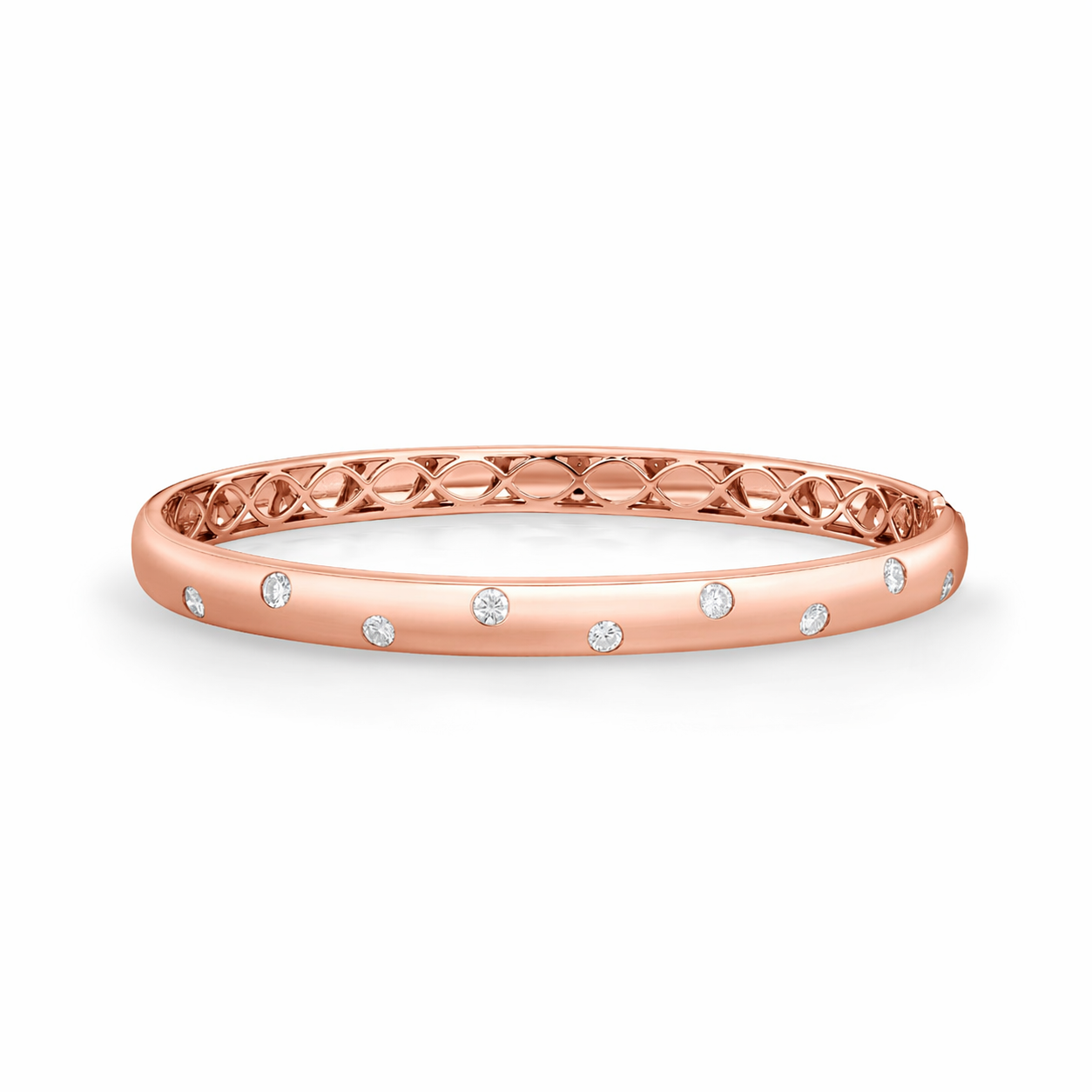 3/4ctw Diamond Bangle Bracelet in 18k Rose Gold