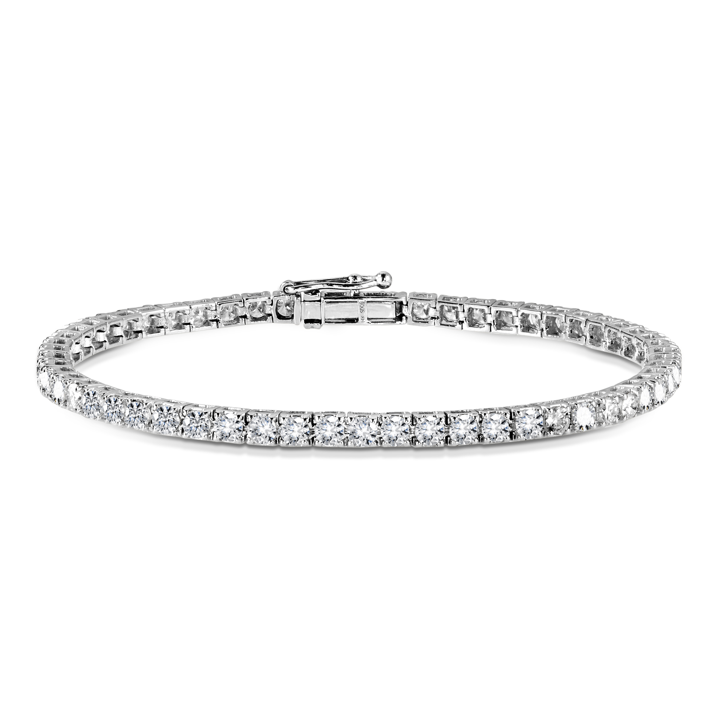 7" 14K White Gold 4.02ct G-H SI1 Round Natural Diamond Line Bracelet