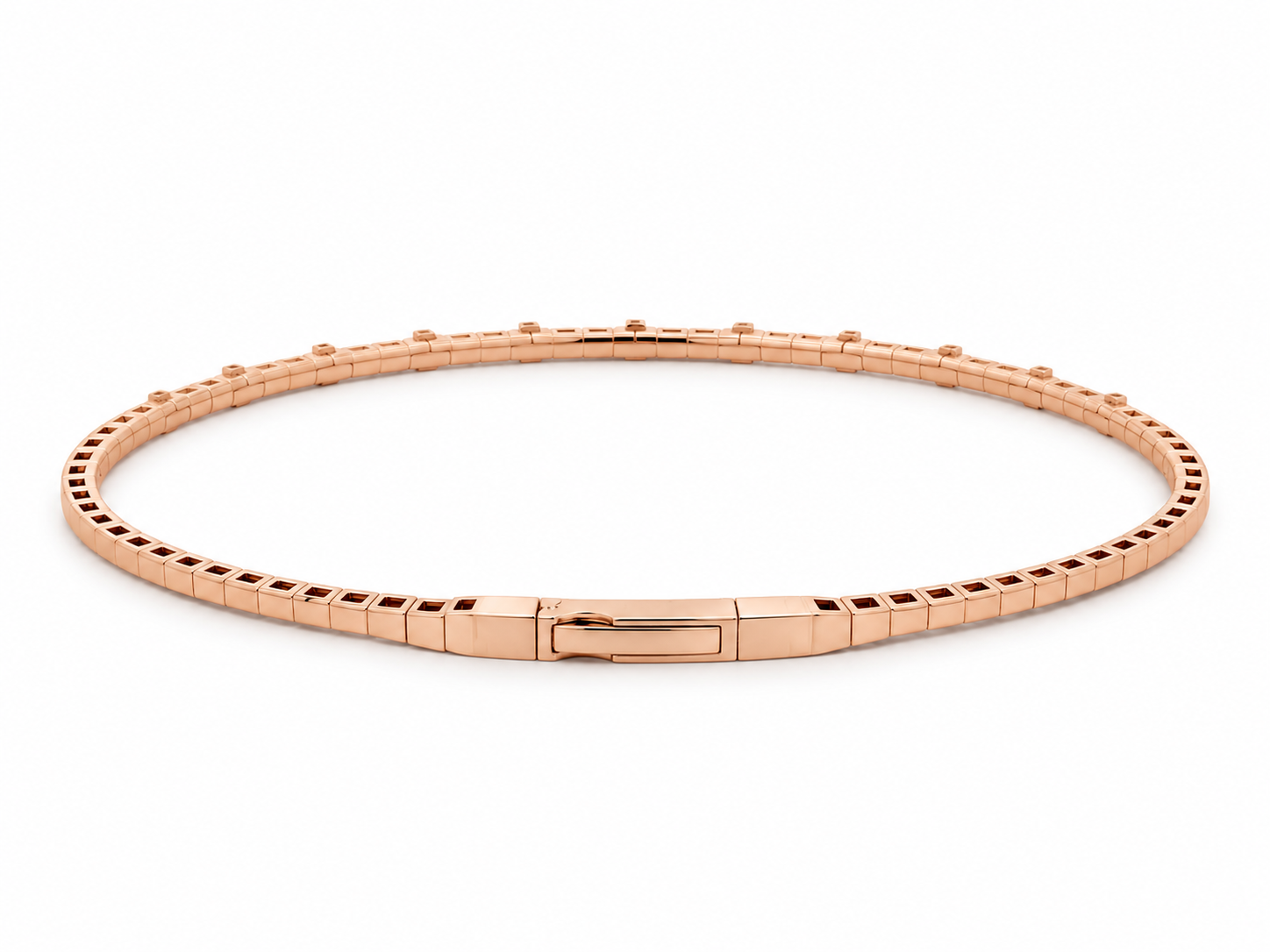 Rose Gold 1/5ctw Diamond Station Flex Bangle Bracelet l 6.75 inches