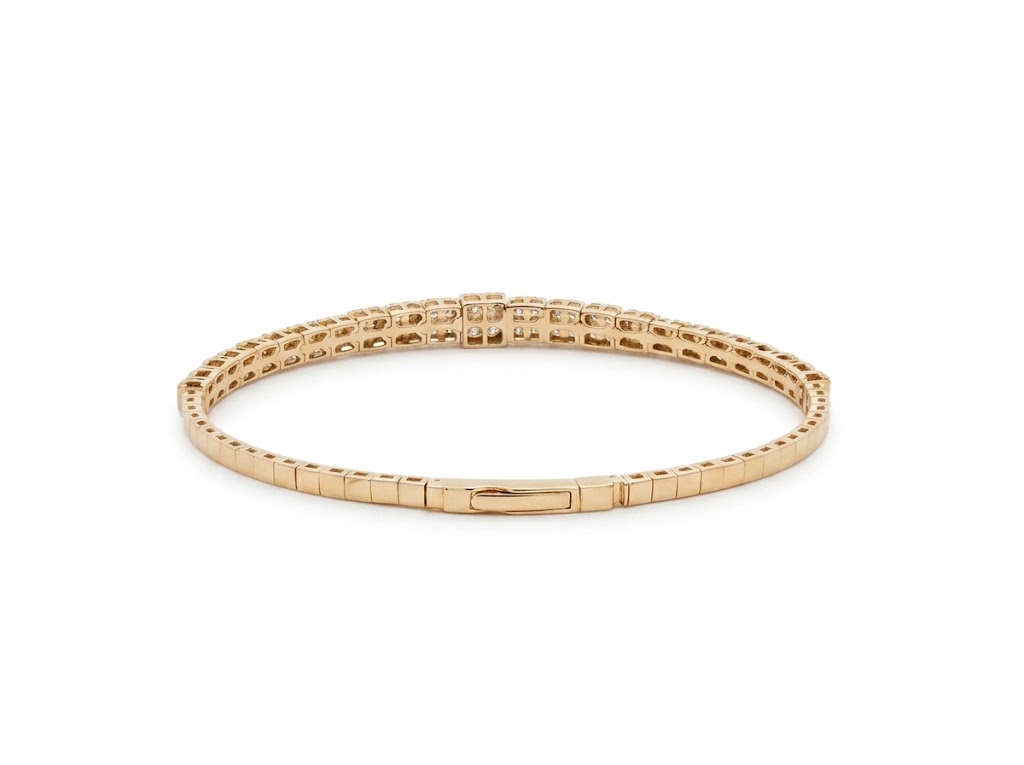 One-of-a-Kind Graduated 4ctw Diamond Flex Bangle Bracelet in 14k Yellow Gold l 6.75inches