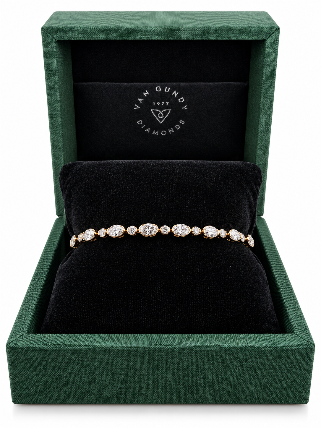 Yellow Gold 4ctw Diamond Bracelet with Alternating Oval and Round Diamonds l 6.75 inches