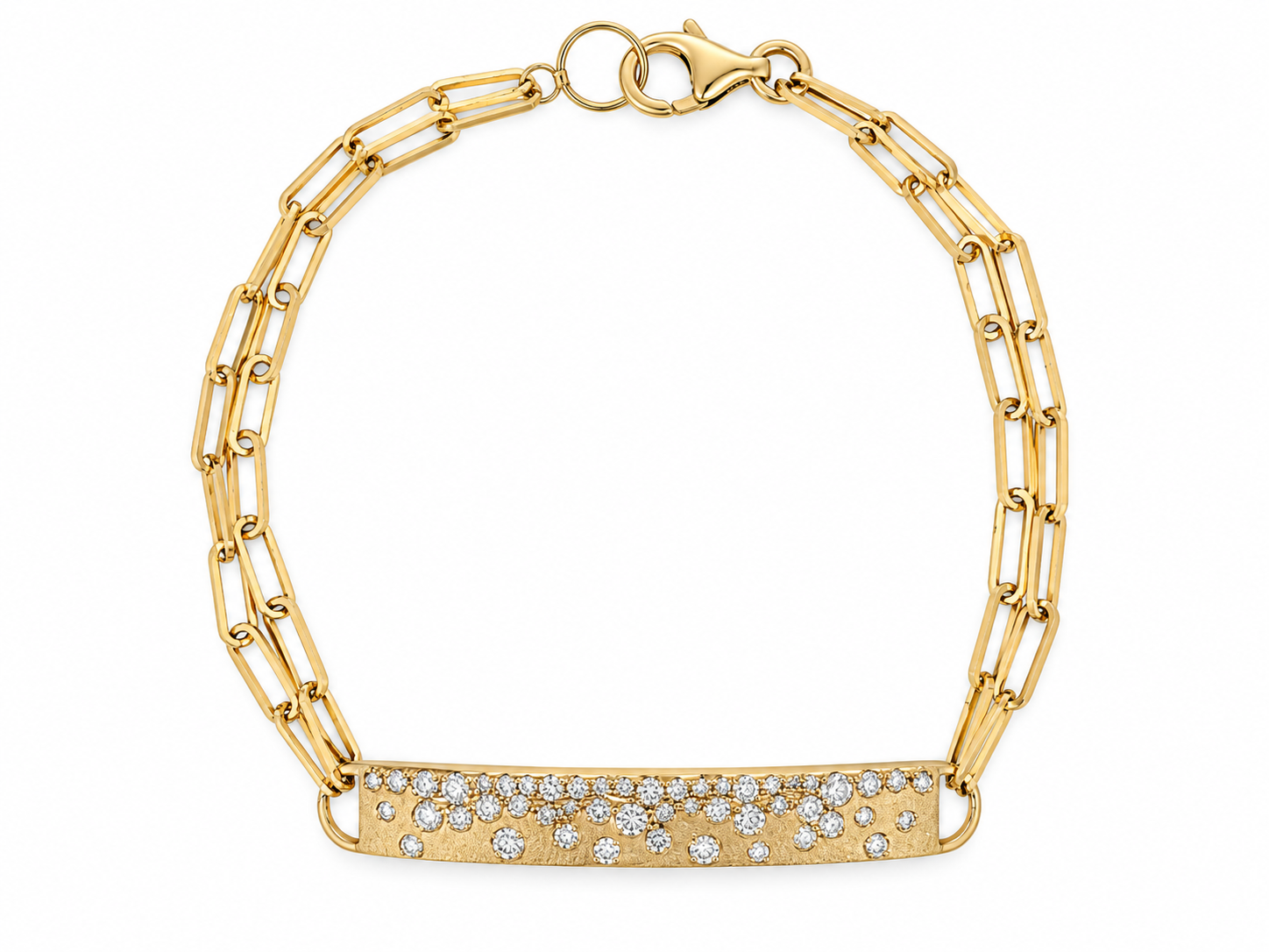 14K Yellow Gold Diamond Constellation Bar Bracelet l 7 inches