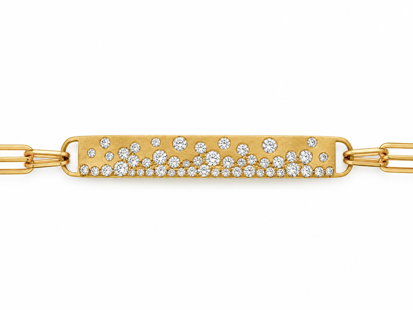 14K Yellow Gold Diamond Constellation Bar Bracelet l 7 inches