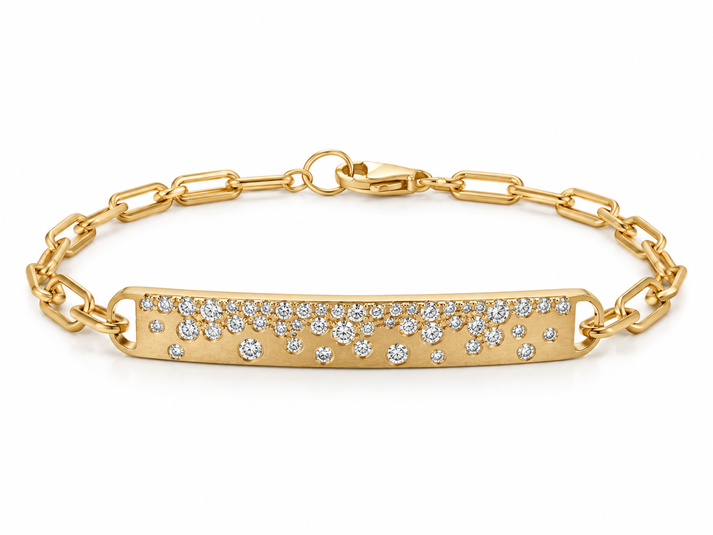 14K Yellow Gold Diamond Constellation Bar Bracelet l 7 inches