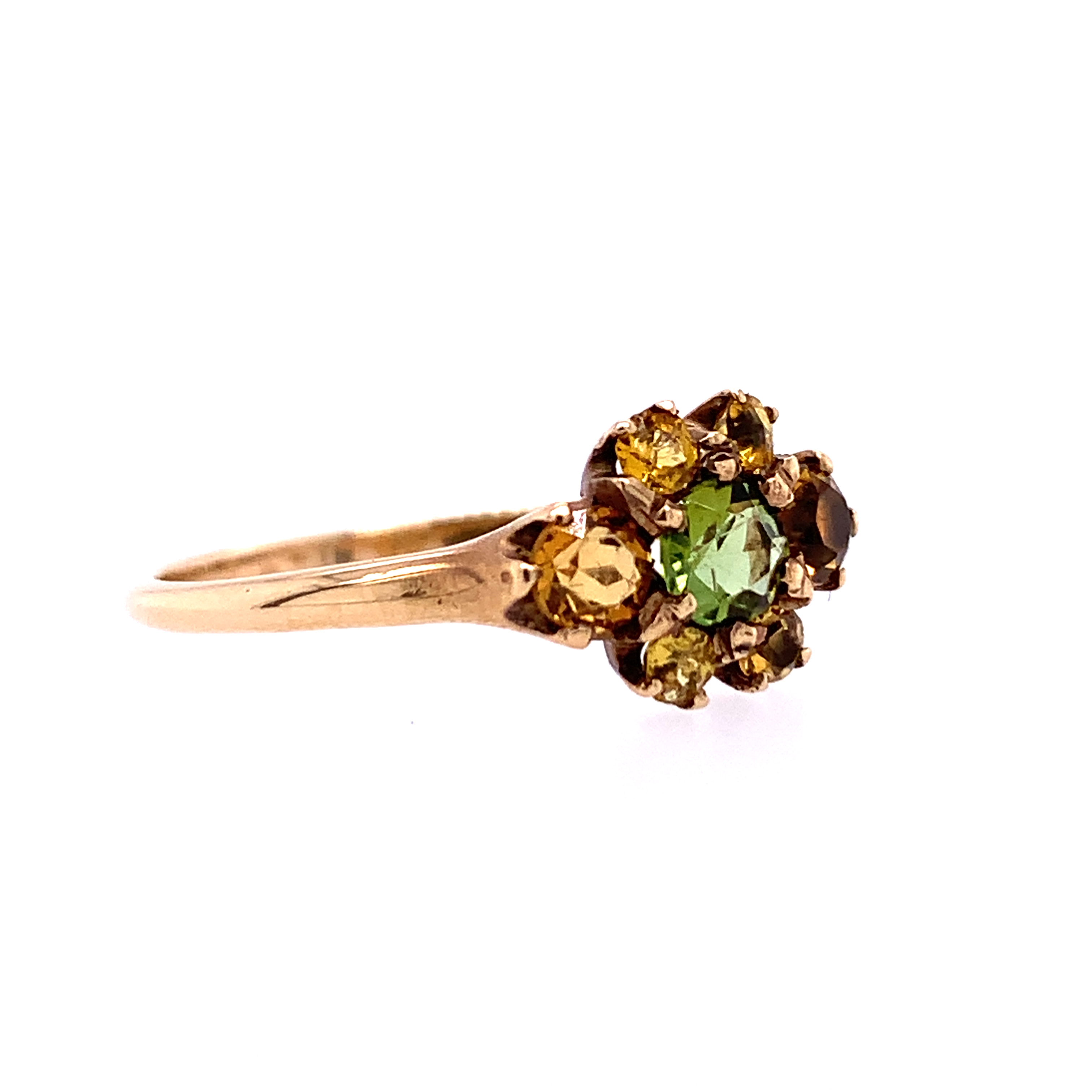 Vintage 14k Peridot Citrine ring