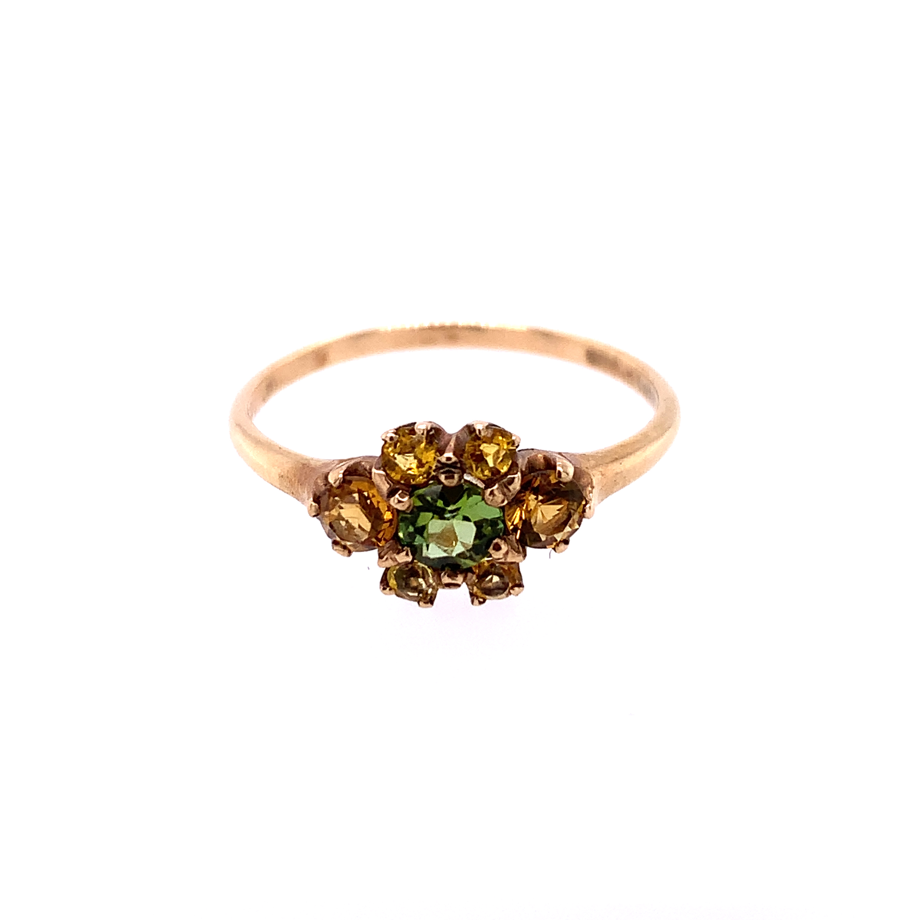 Vintage 14k Peridot Citrine ring