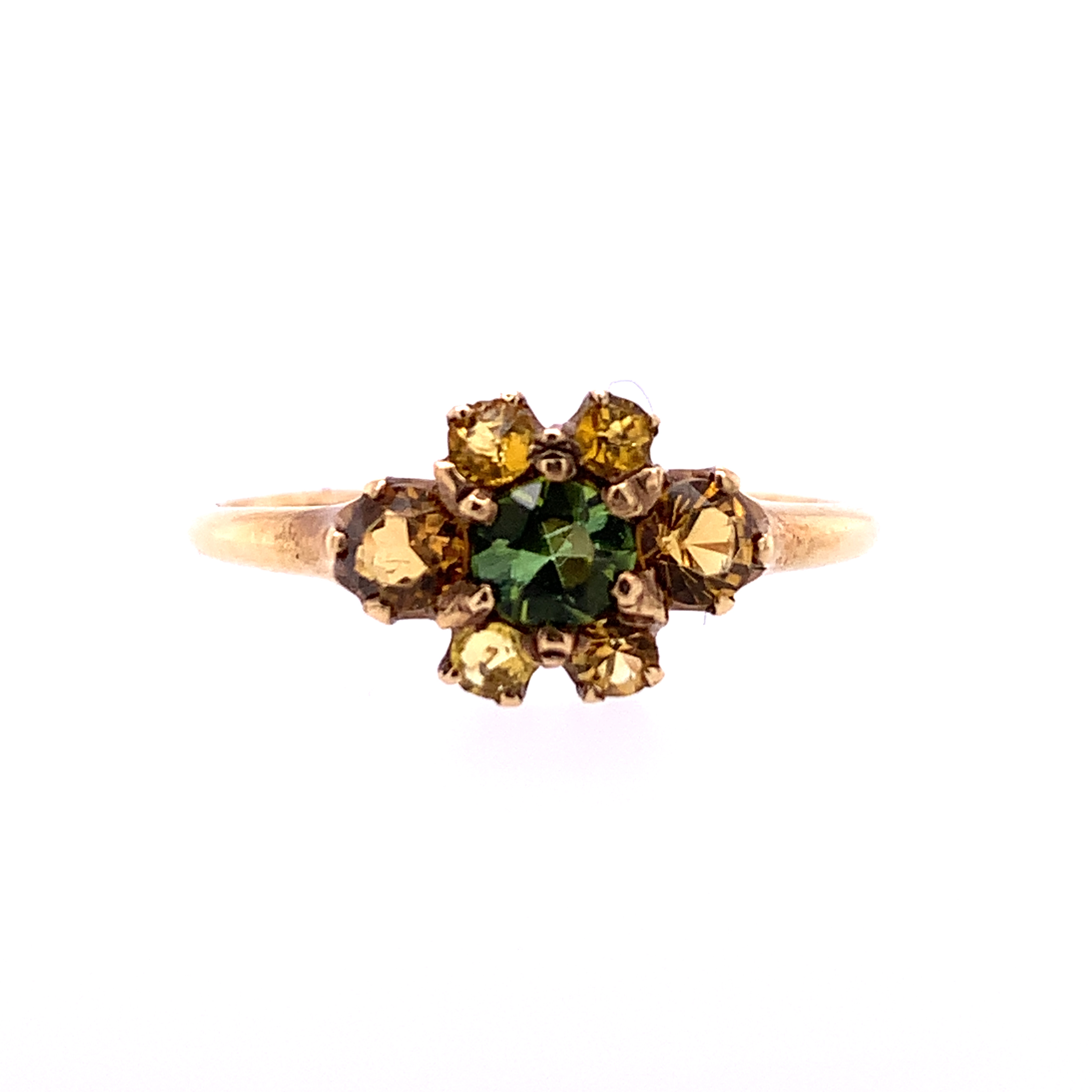 Vintage 14k Peridot Citrine ring