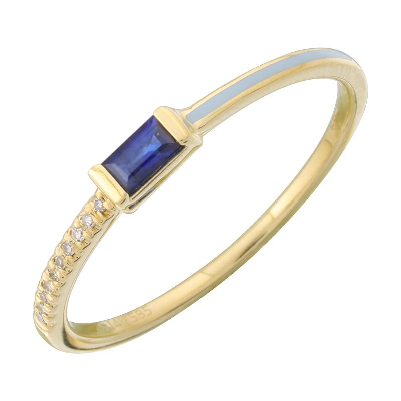 Enamel & Diamond Sapphire Ring