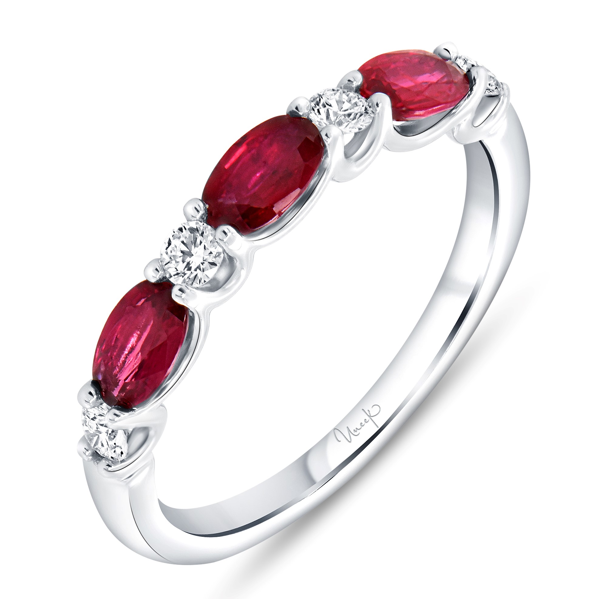 Oval Ruby and 1/5ctw Diamond White Gold Ring l Uneek