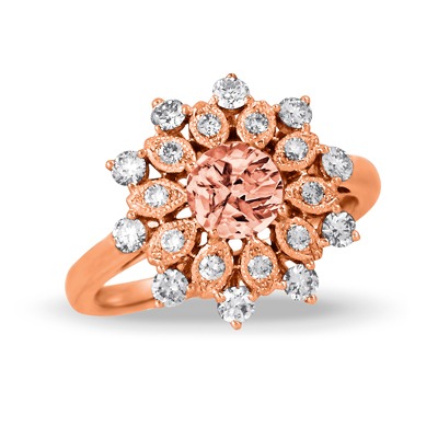 Rose Gold 1/2ctw Diamond ring with Morganite l Little Bird