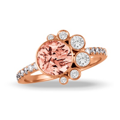 Rose Gold 1/2ctw Diamond Ring with Morganite l Little Bird