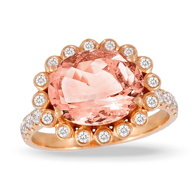 Rose Gold 1/2ctw Diamond Ring with Morganite l Little Bird