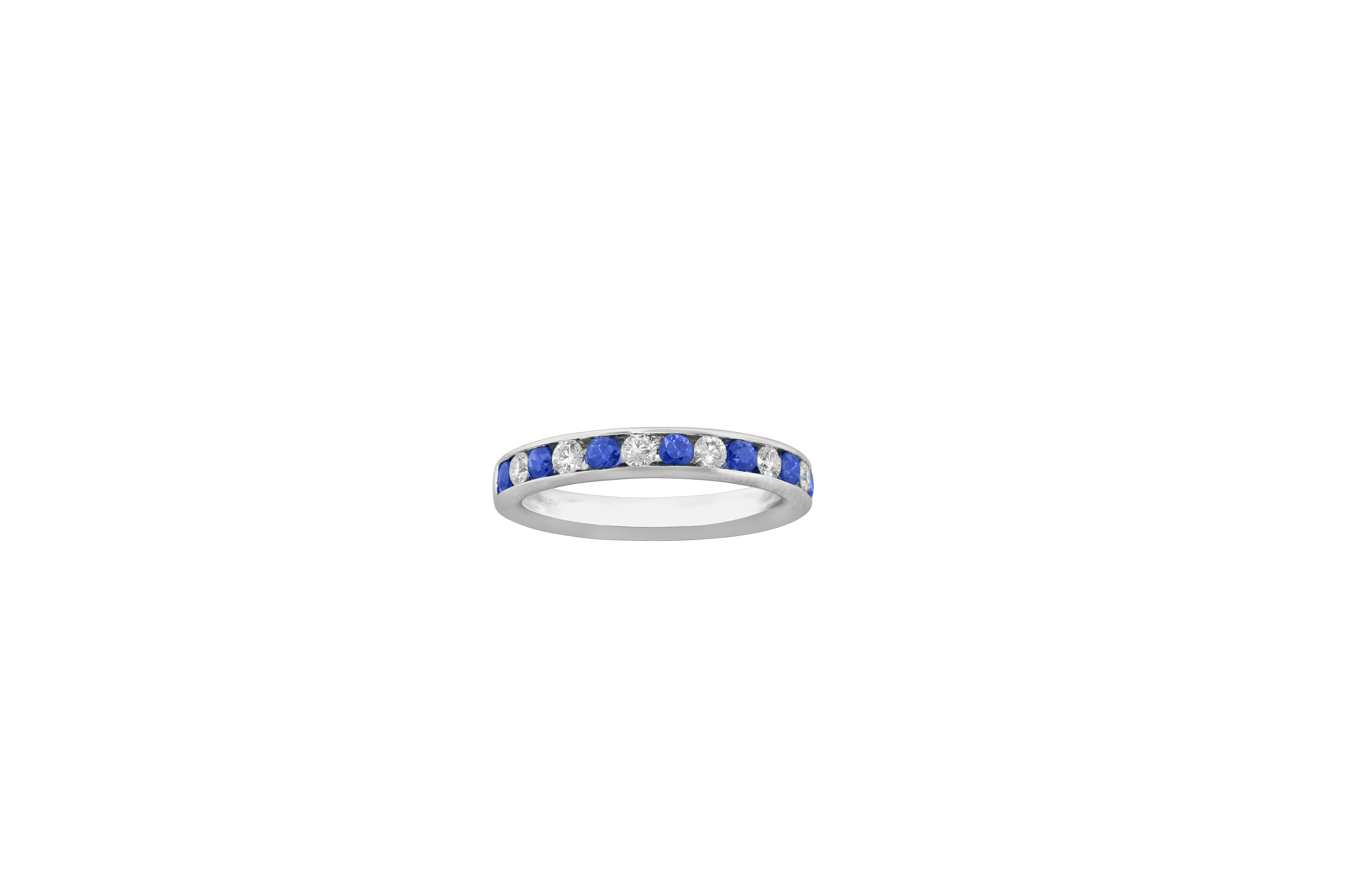 1/3ctw Diamond and Genuine Blue Sapphire White Gold Band