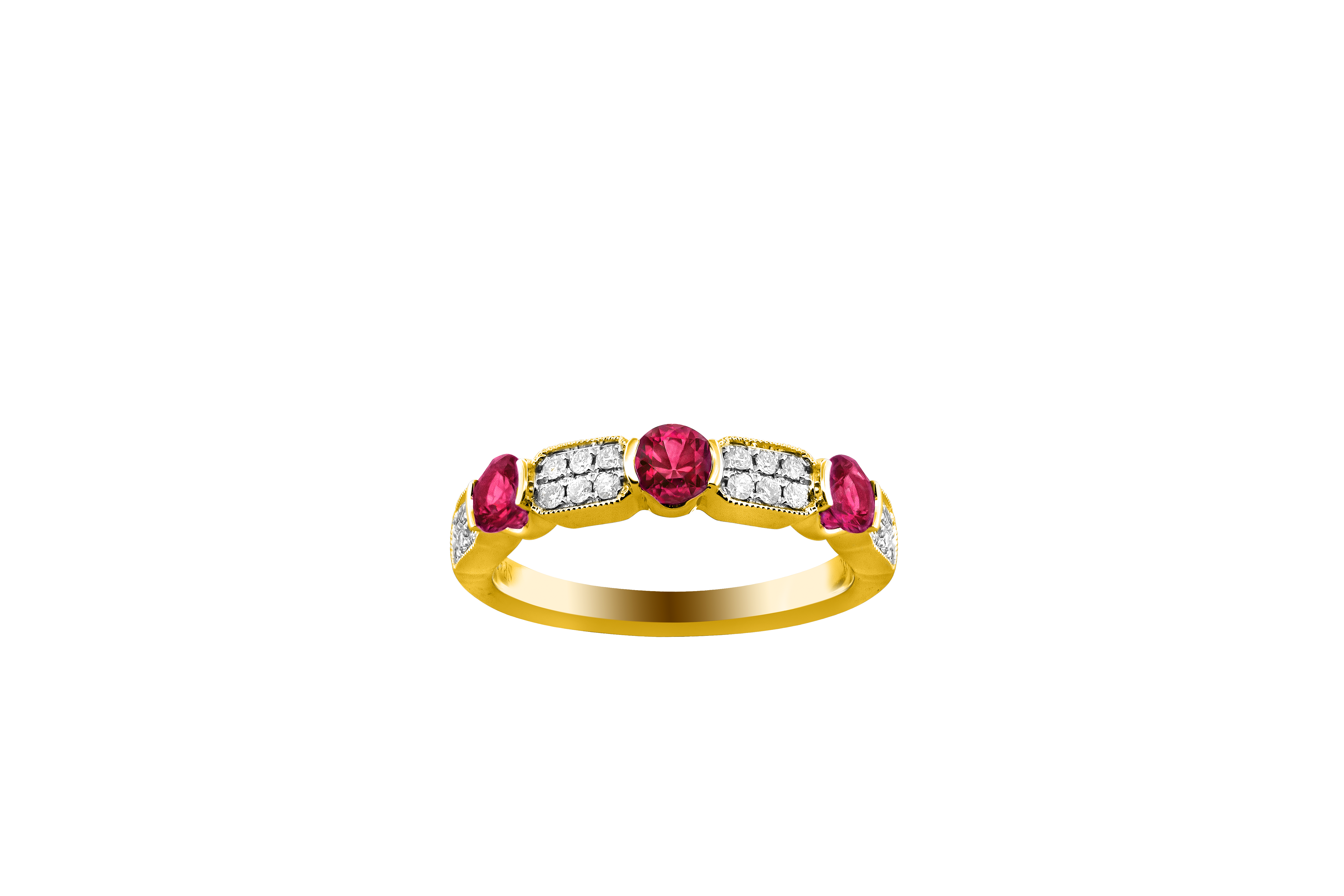 Ruby and 3/20ctw Diamond Yellow Gold Band