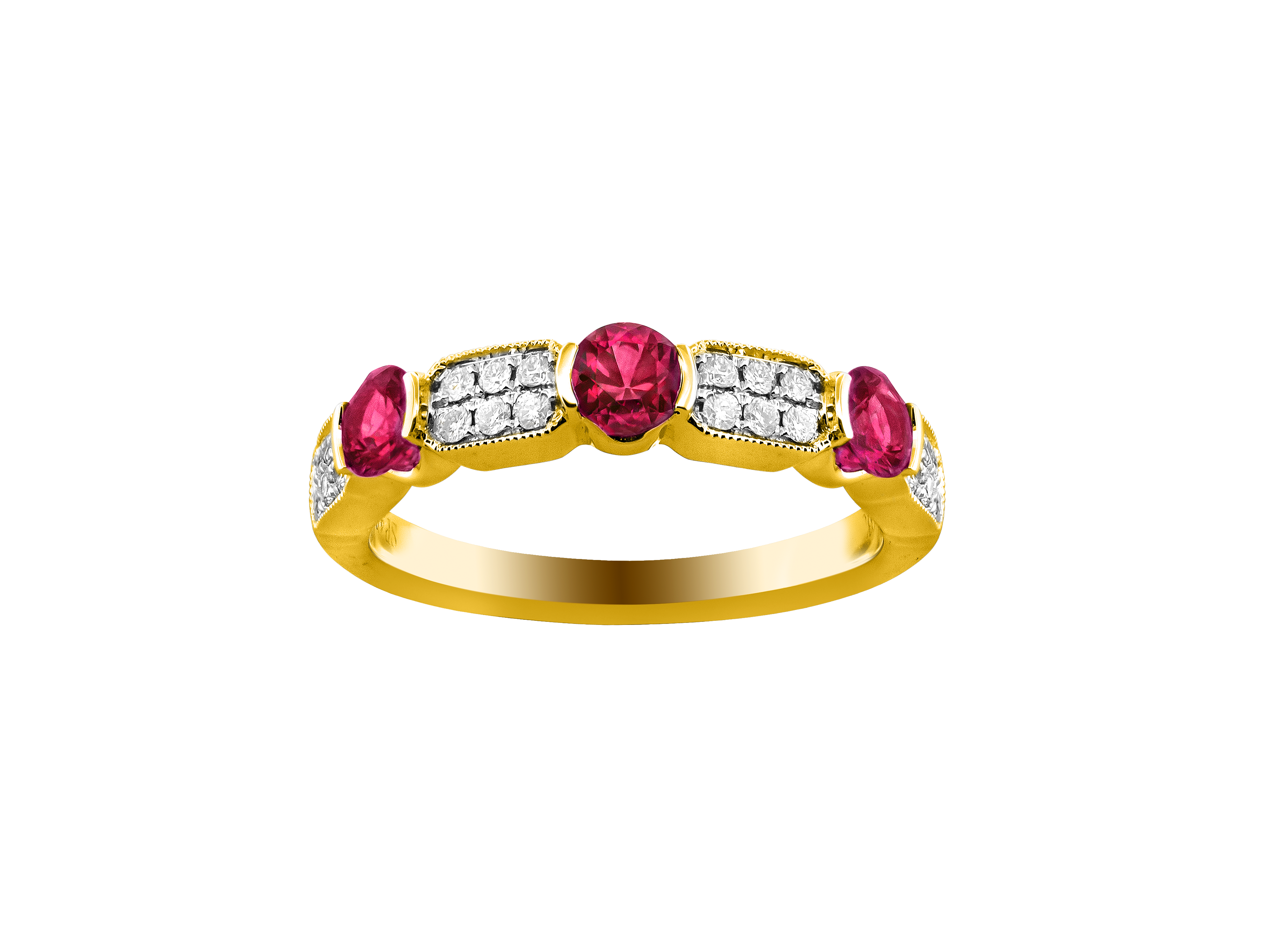 Ruby and 3/20ctw Diamond Yellow Gold Band