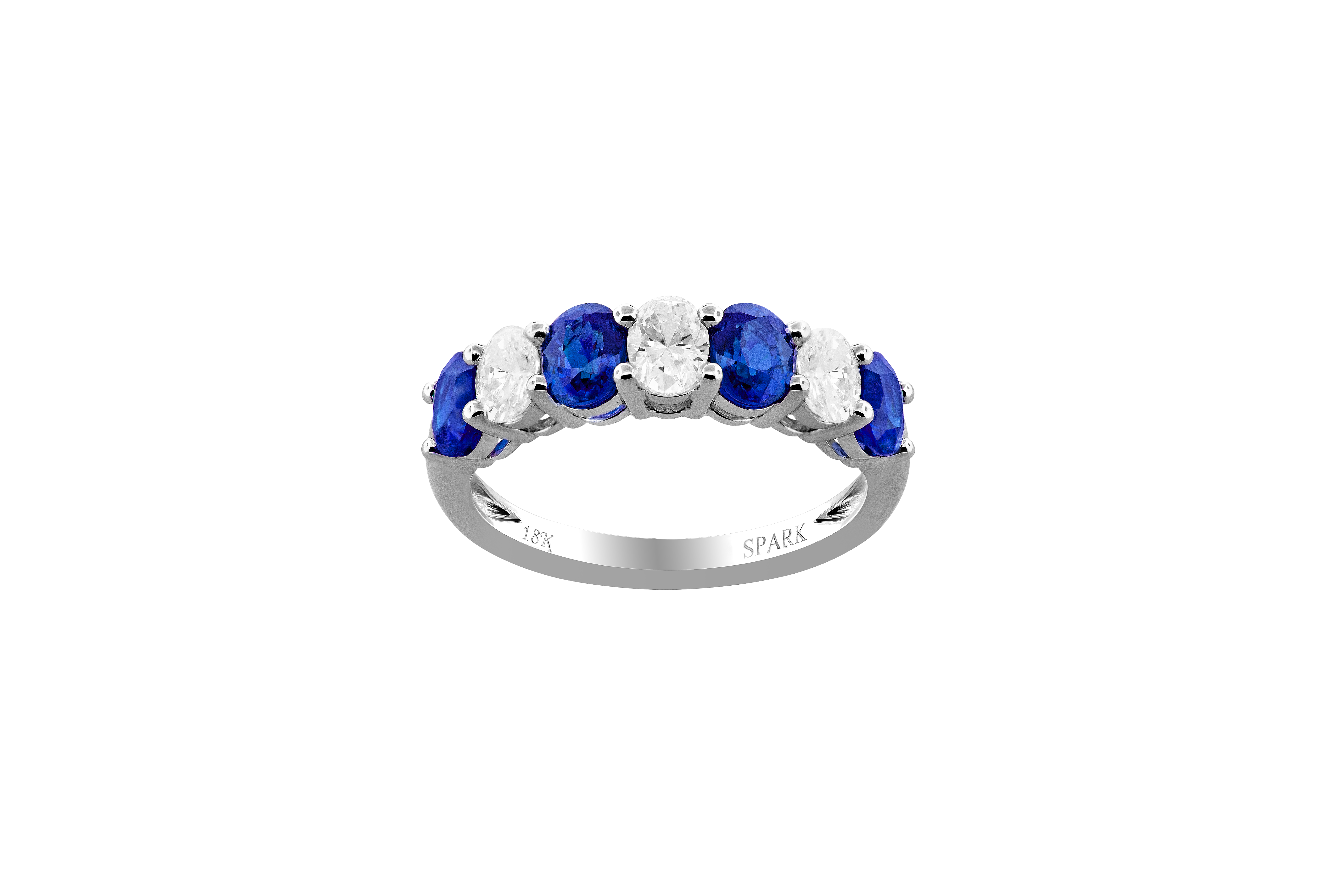 Oval Blue Sapphire and 3/5ctw Diamond White Gold Ring