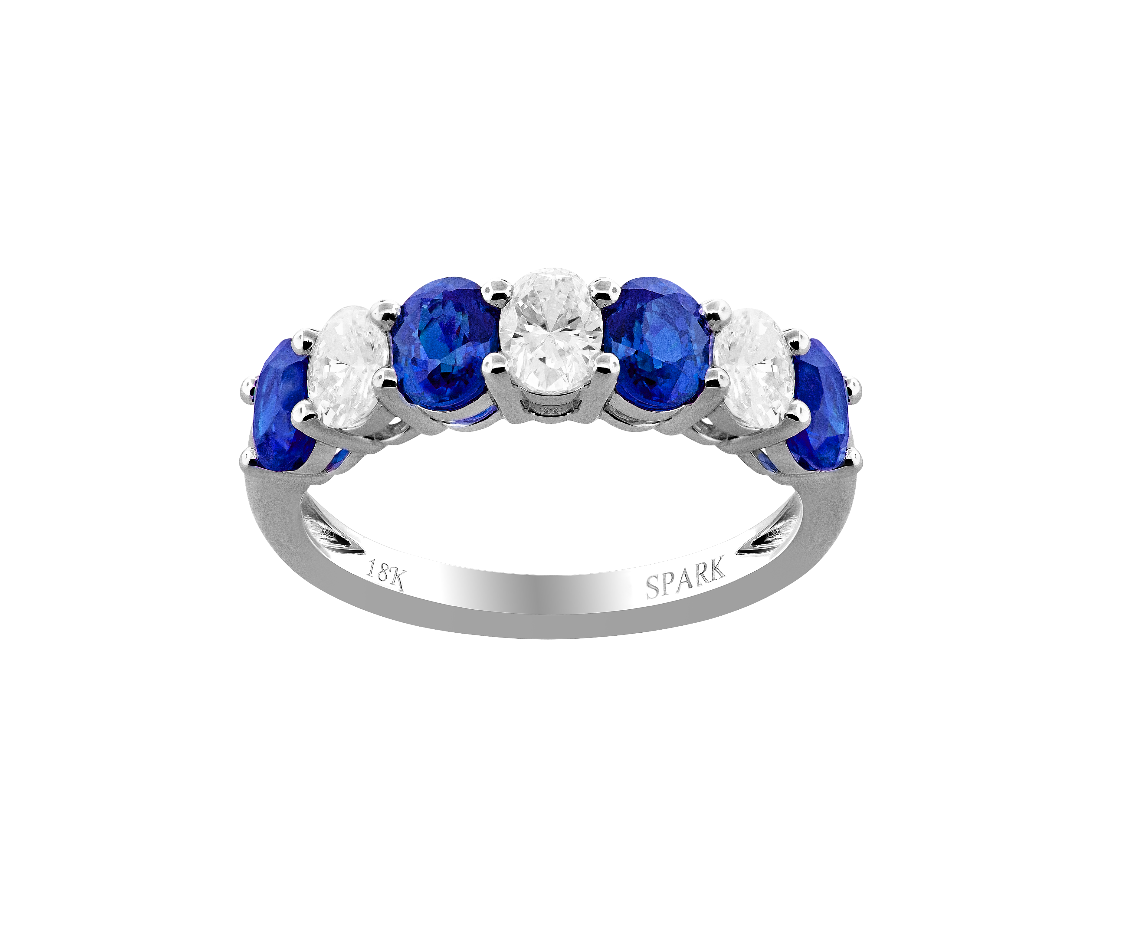 Oval Blue Sapphire and 3/5ctw Diamond White Gold Ring