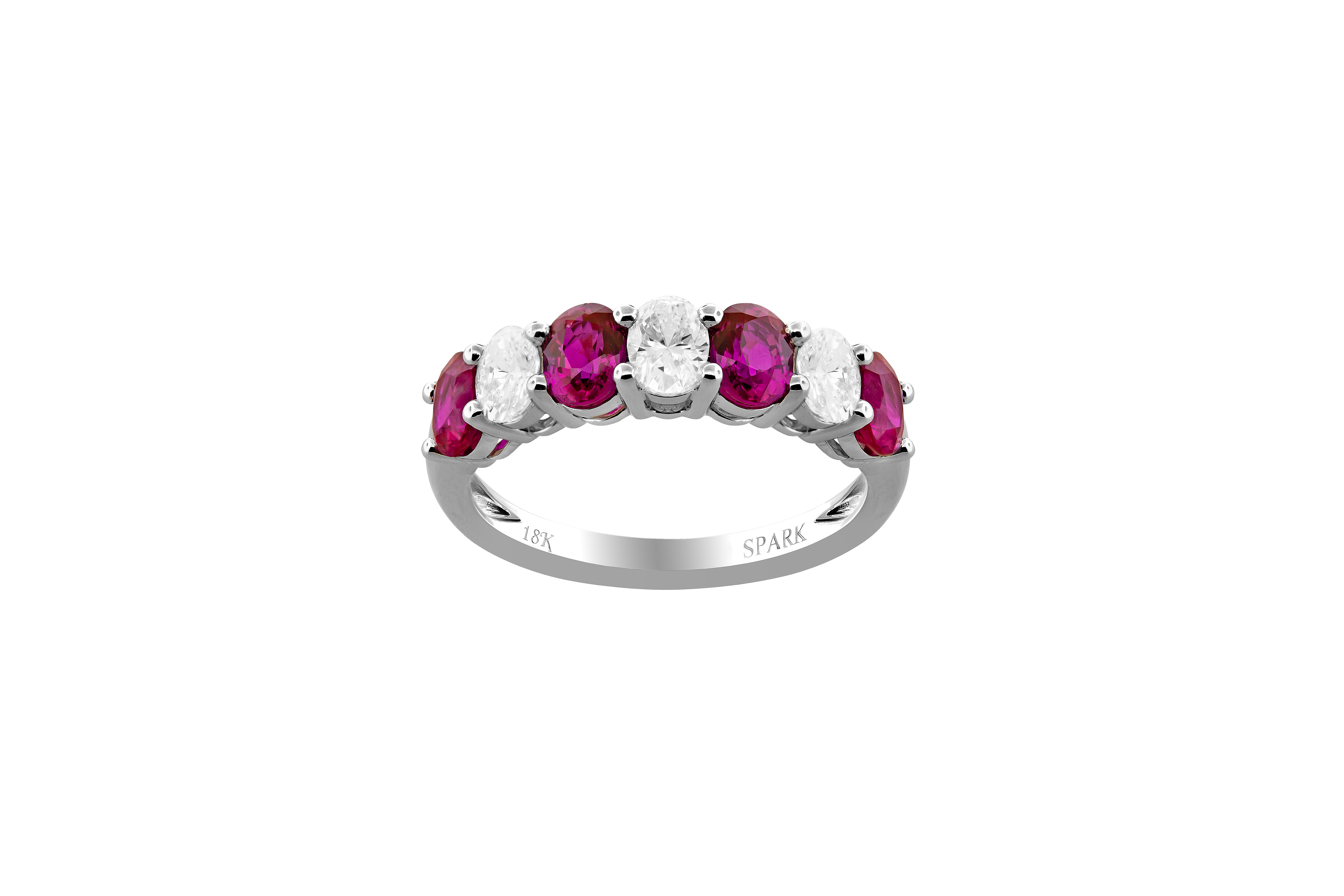 Oval Ruby and 3/5ctw Diamond White Gold Ring