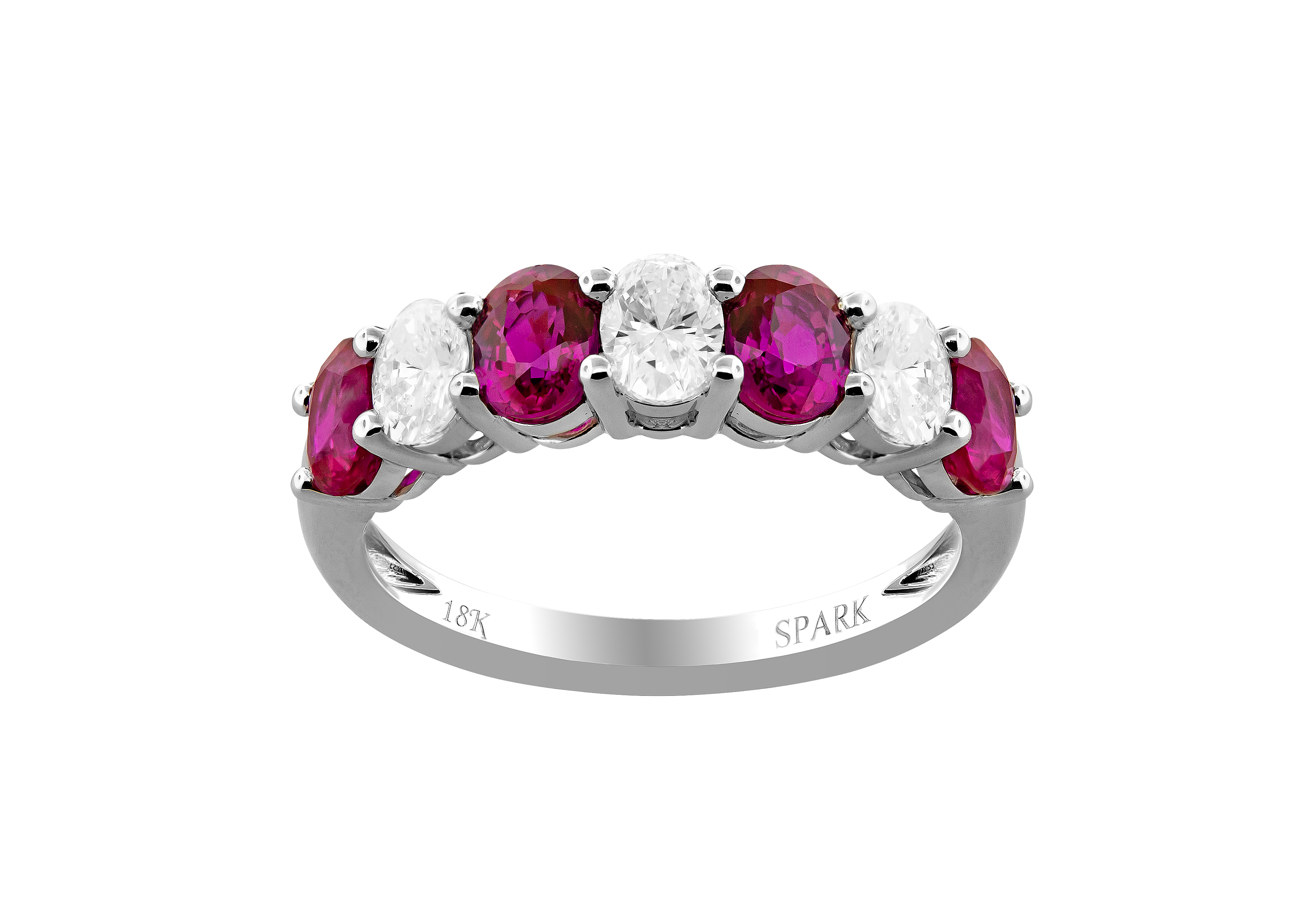 Oval Ruby and 3/5ctw Diamond White Gold Ring