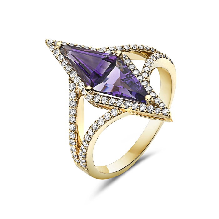 Amethyst and 2/5ctw Diamond Yellow Gold Ring