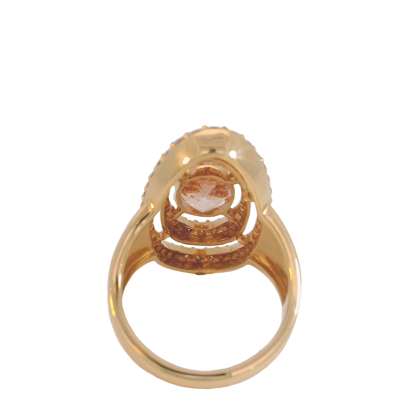 Morganite and Diamond Double Halo Rose Gold Ring