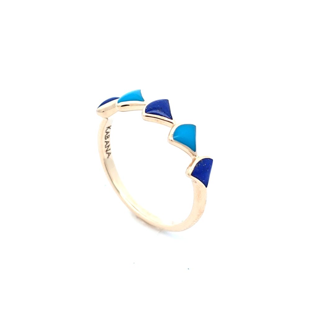 KABANA Lapis and Turquoise Yellow Gold Band Ring