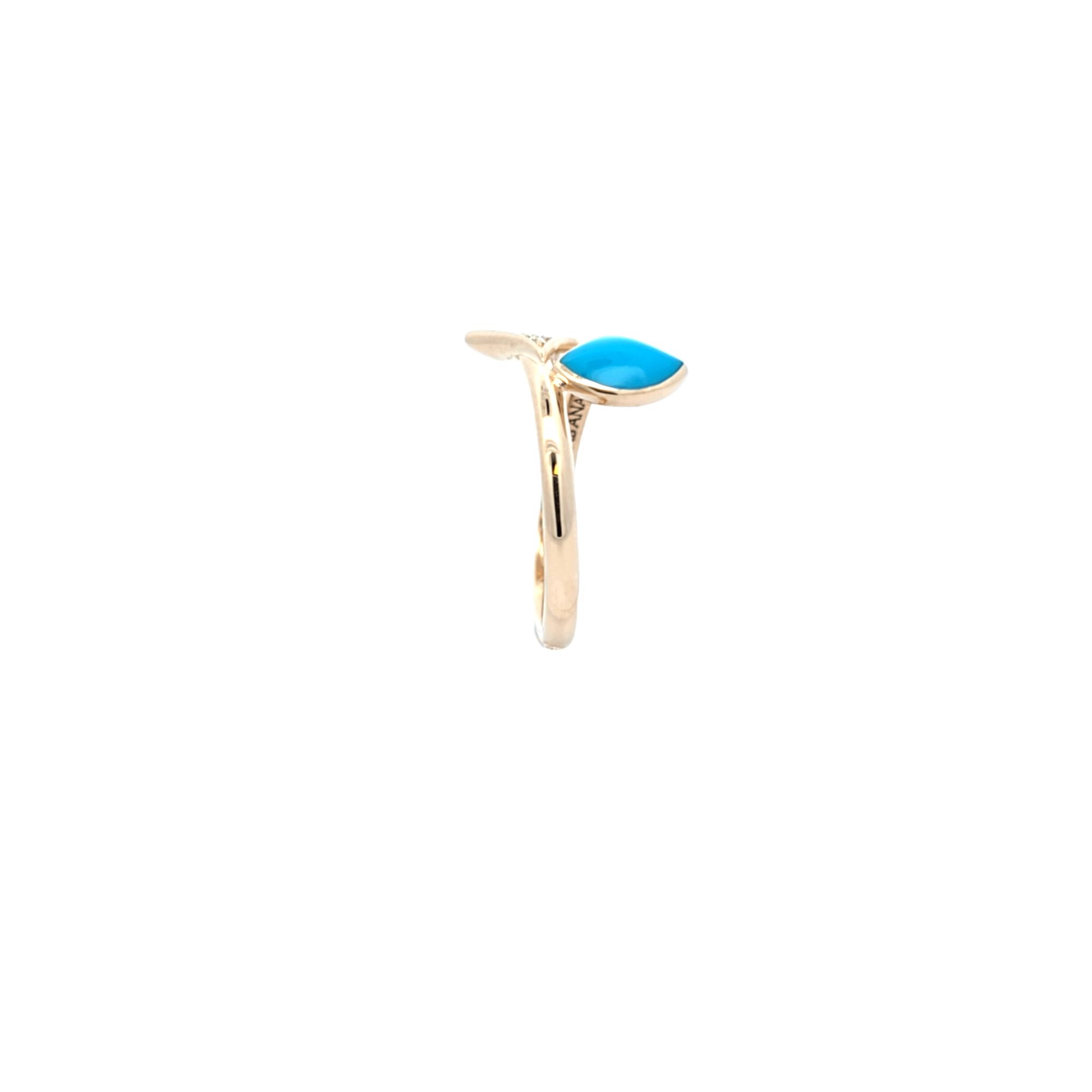 KABANA 3/5ctw Diamond and Turquoise Bypass Yellow Gold Ring