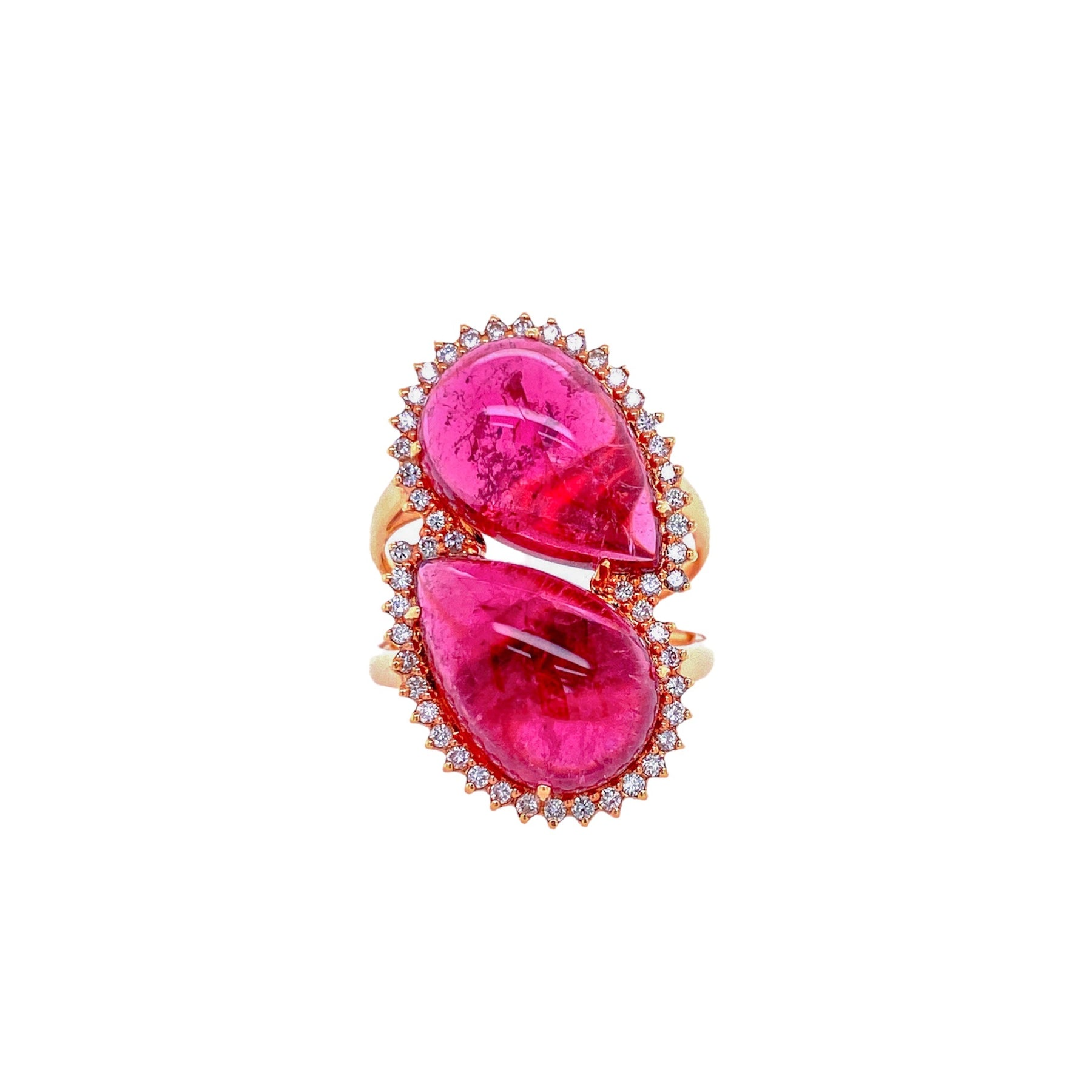 Rubelite and Diamond Drop Earrings in 18k Rose Gold