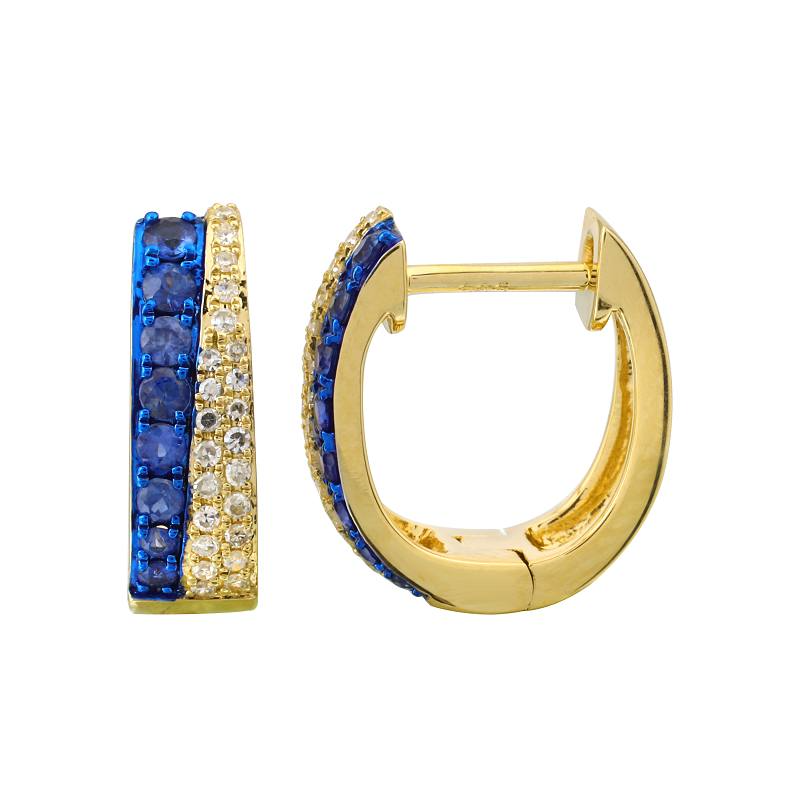 Sapphire Diamond Hoop Earrings Small
