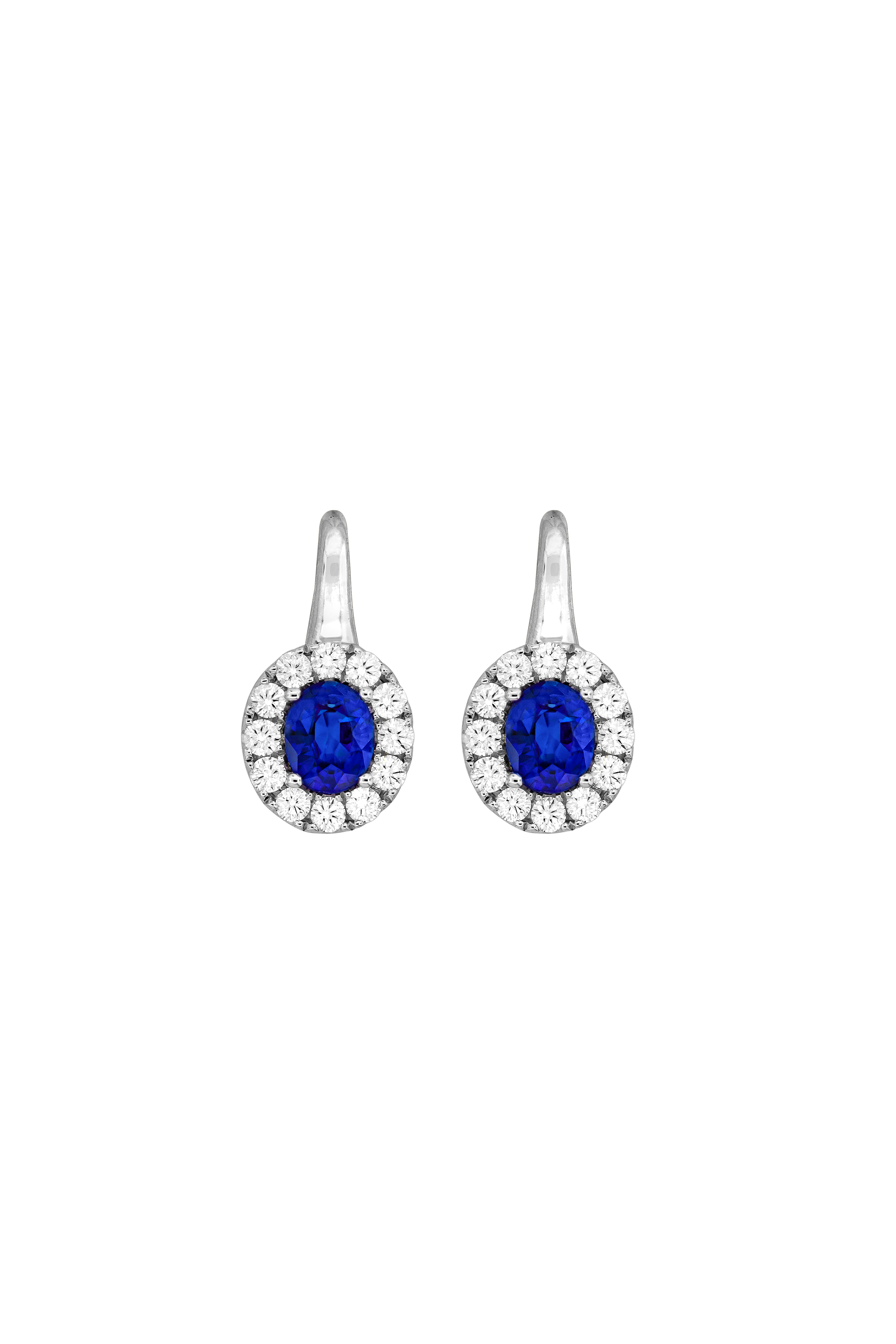 Blue Sapphire and 1/2ctw Diamond Two-Tone Earrings