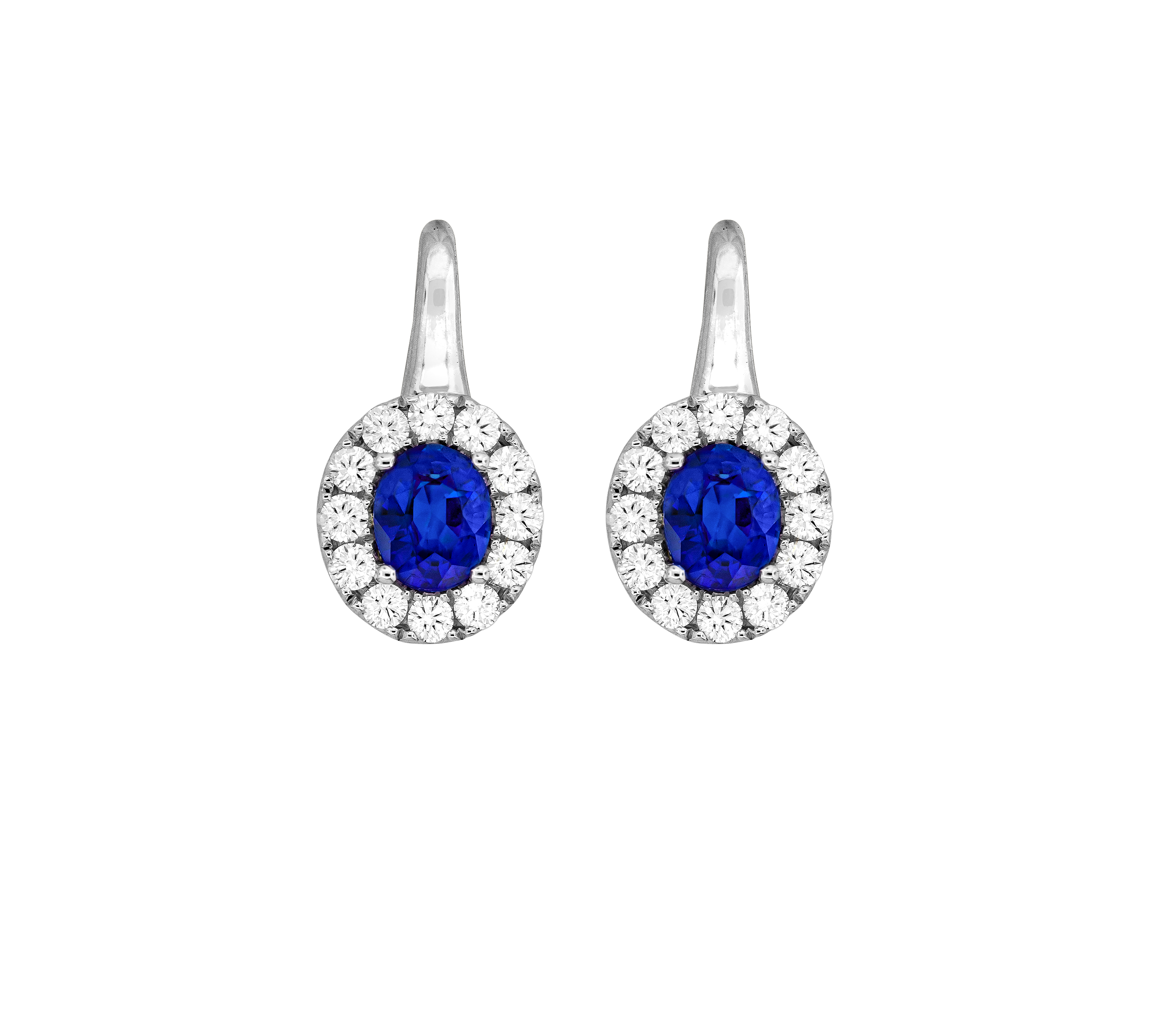 Blue Sapphire and 1/2ctw Diamond Two-Tone Earrings