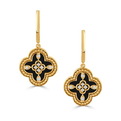 DOVES 1/10ctw Diamond and Onyx Drop Earrings l RAVENNA