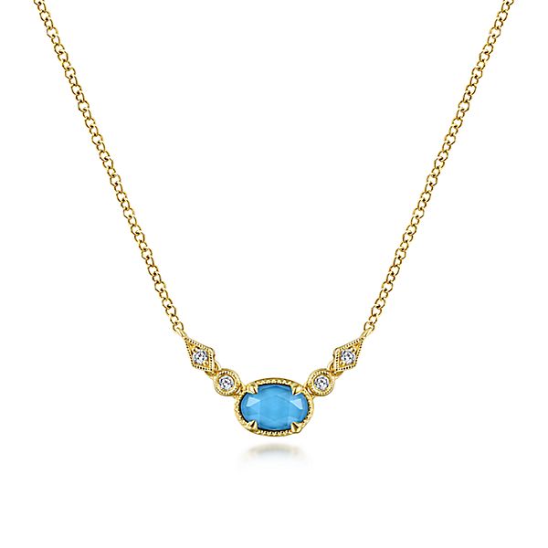 Rock Crystal/Turquoise and Diamond Pendant Necklace