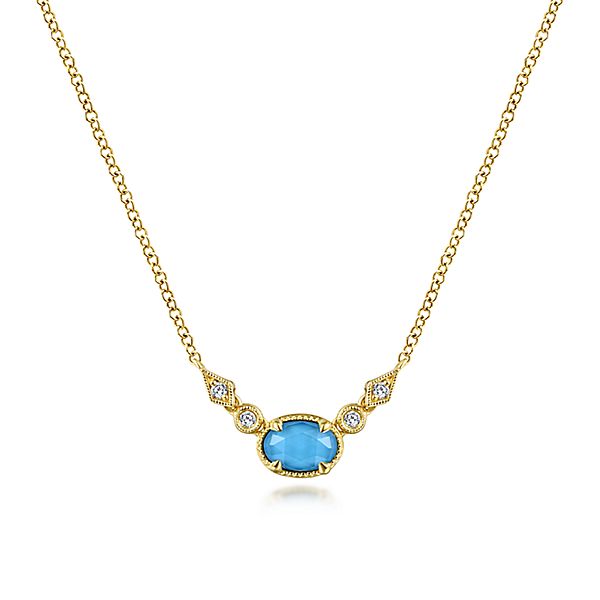 Rock Crystal/Turquoise and Diamond Pendant Necklace
