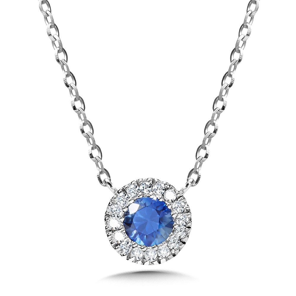 Diamond & Sapphire Halo Necklace