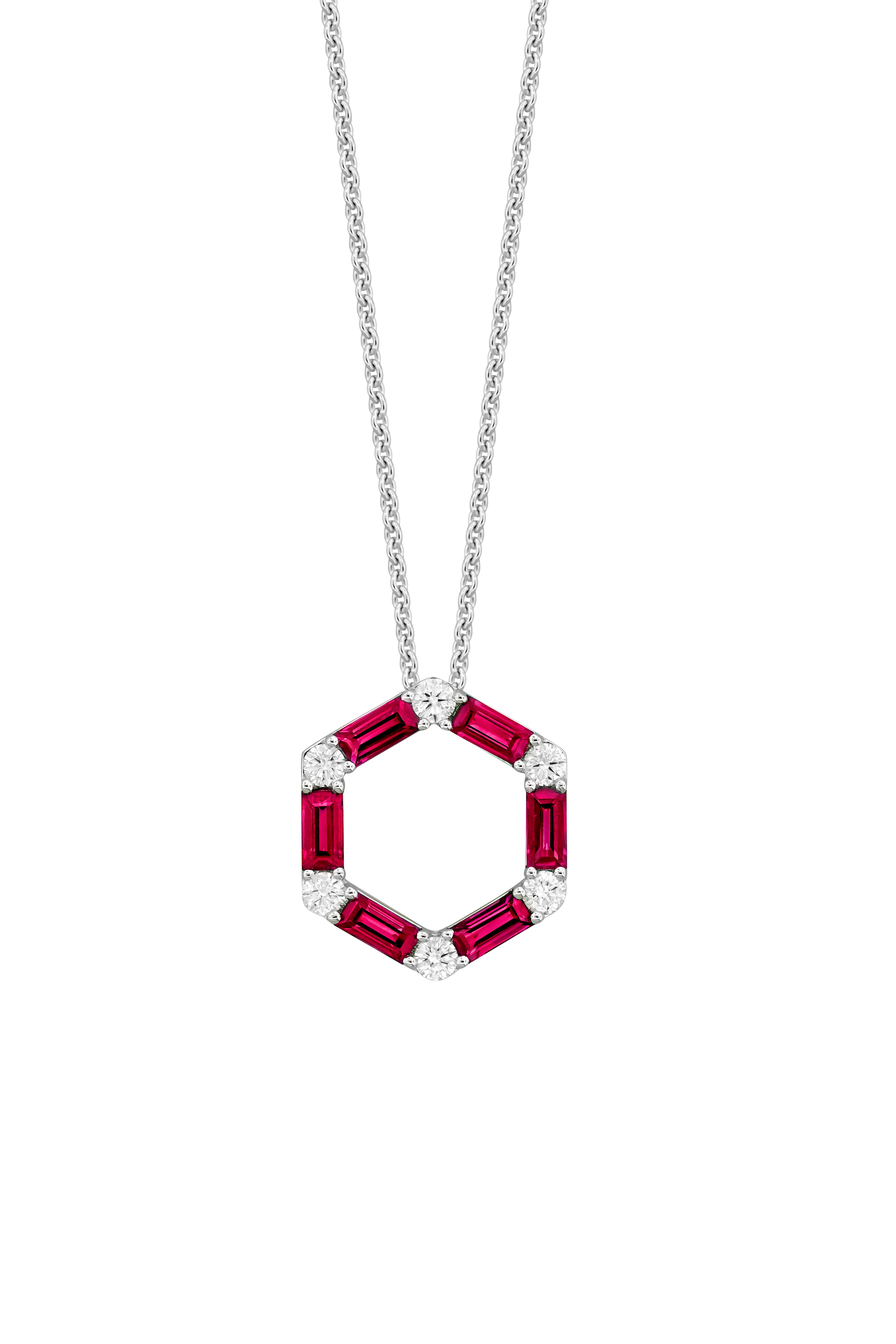 Ruby and 1/4ctw Diamond Circle White Gold Pendant Necklace