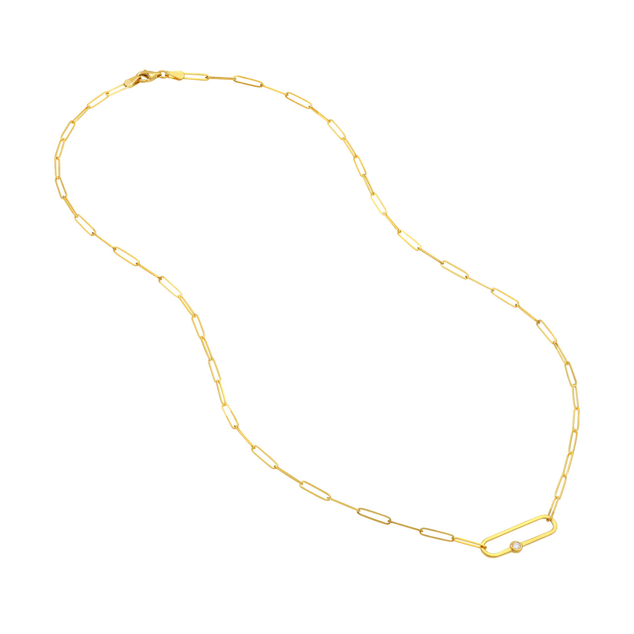 1/20ct Diamond Yellow Gold Paper Clip Necklace