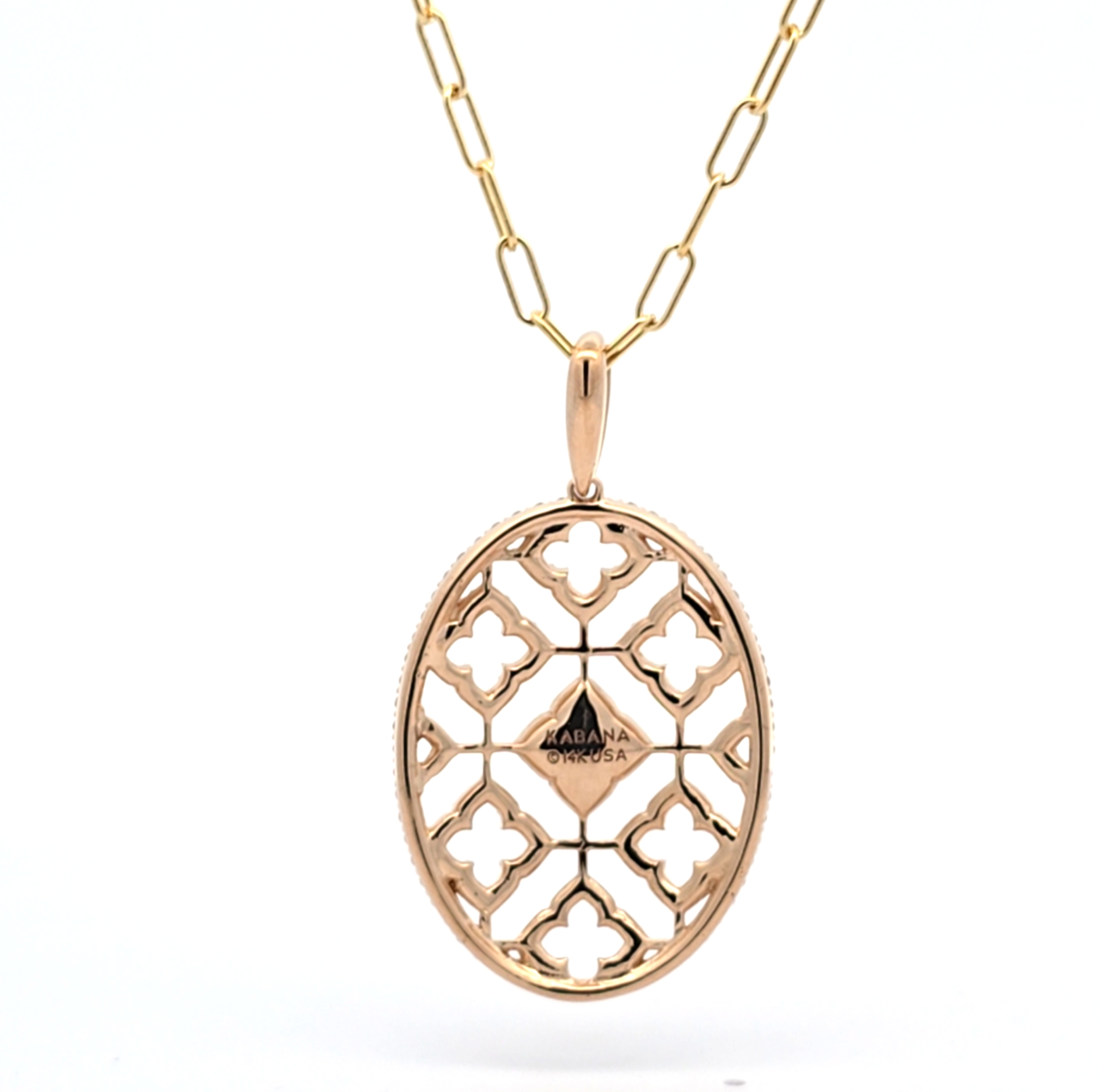 KABANA Diamond and Mother of Pearl Yellow Gold Pendant Necklace l 18 inches