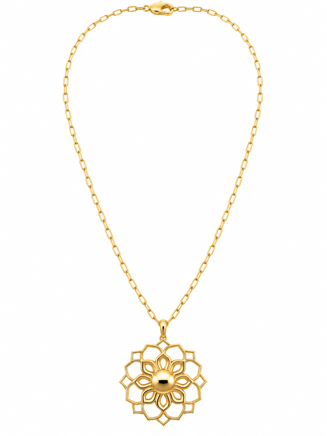 Yellow Gold 1/4ctw Diamond and Opal Pendant Necklace Lotus Collection l KABANA