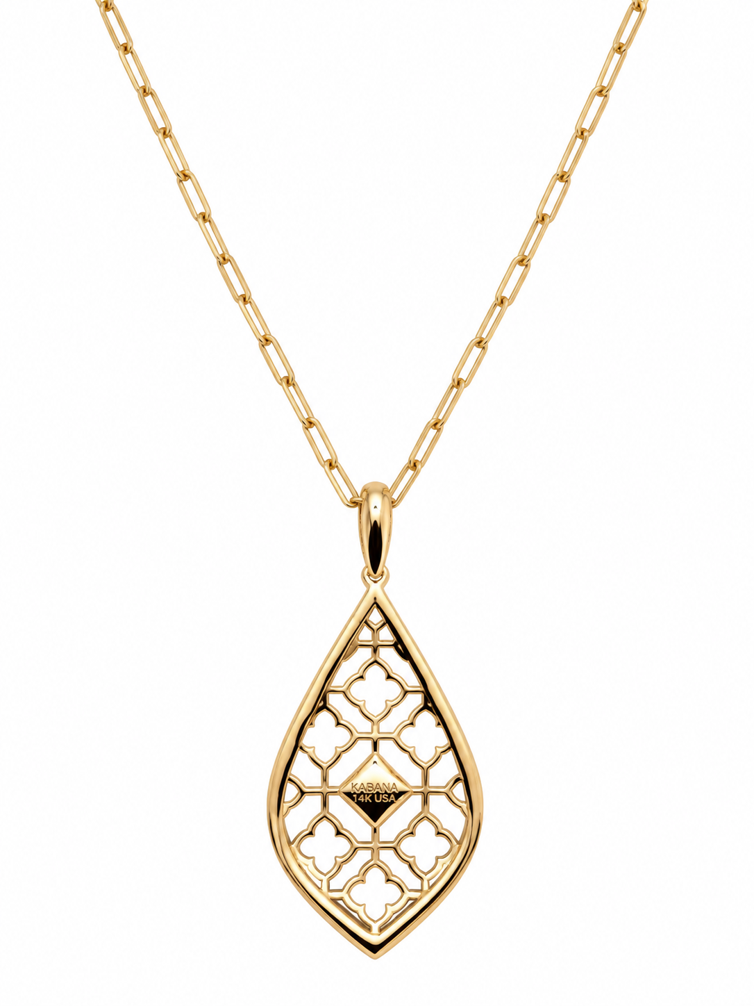 Yellow Gold 1/2ctw Diamond and Mother-of-Pearl Pendant Necklace Alhambra Collection l KABANA